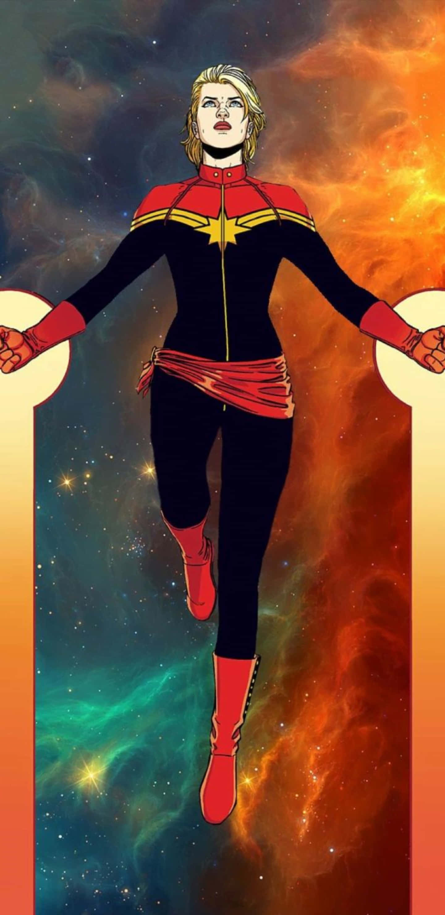 Pixel 3xl Captain Marvel Bakgrunn Flyr i Galaksen Bakgrunner