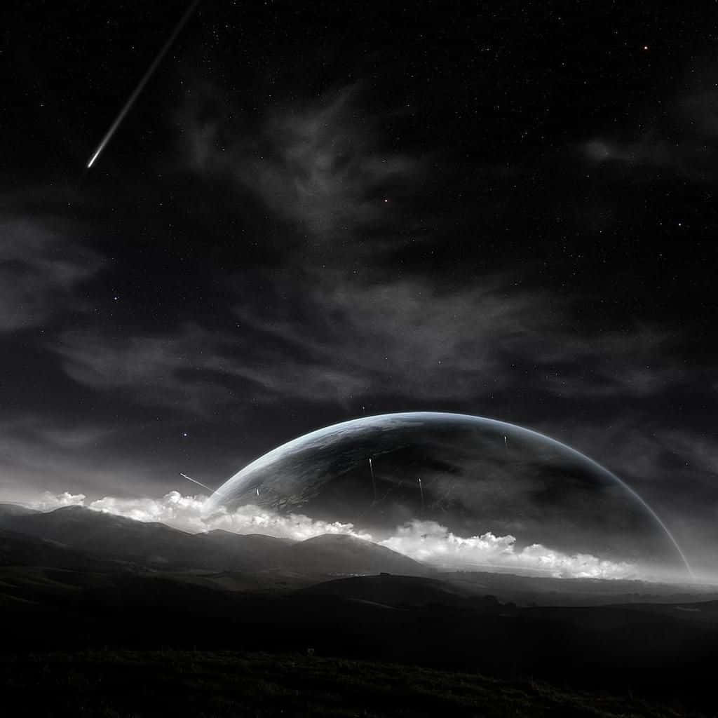 Planet i verdensrommet mørk iPad Bakgrunner