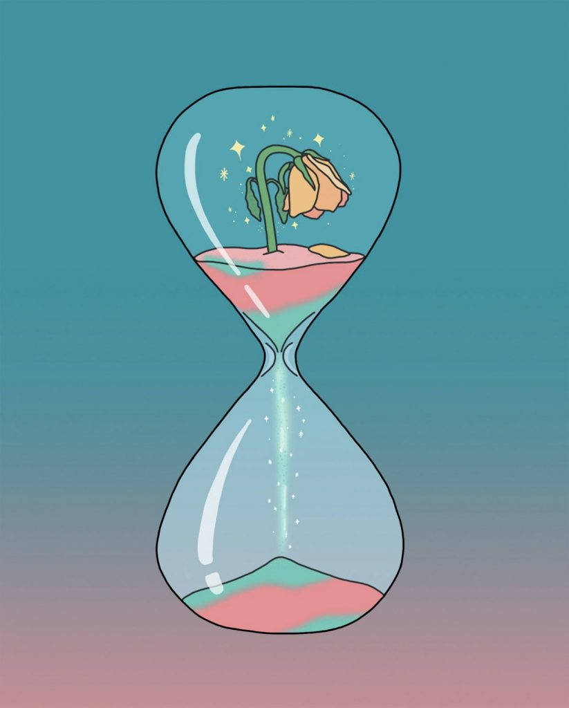 Planteliv i et timeglass Bakgrunner