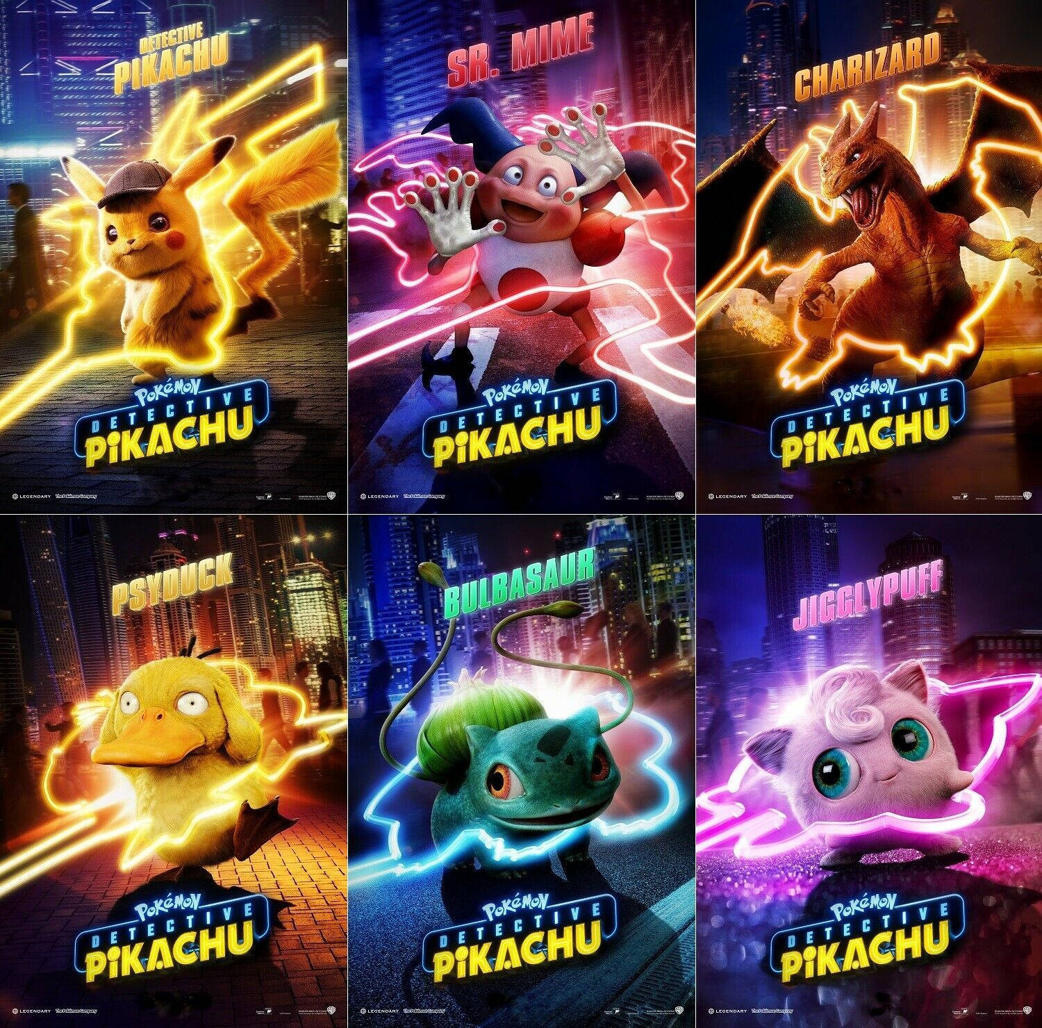 Pokemon Detective Pikachu Forskjellige Pokemon-plakater Bakgrunner