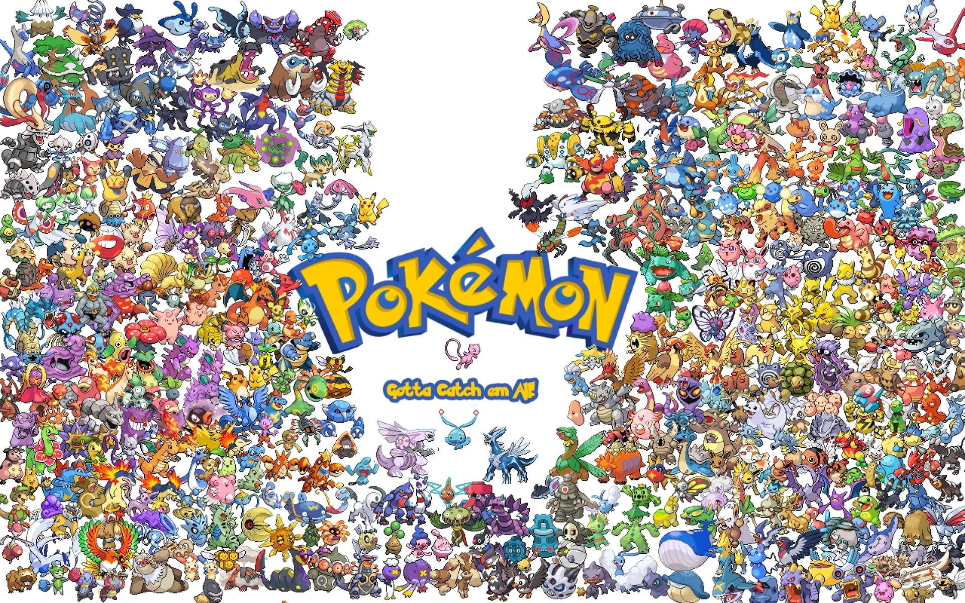 Søte Pokémon-karakterer for hav, land, ild og luft skrivebordsbakgrunn. — Skrivebords-GIF Bakgrunner