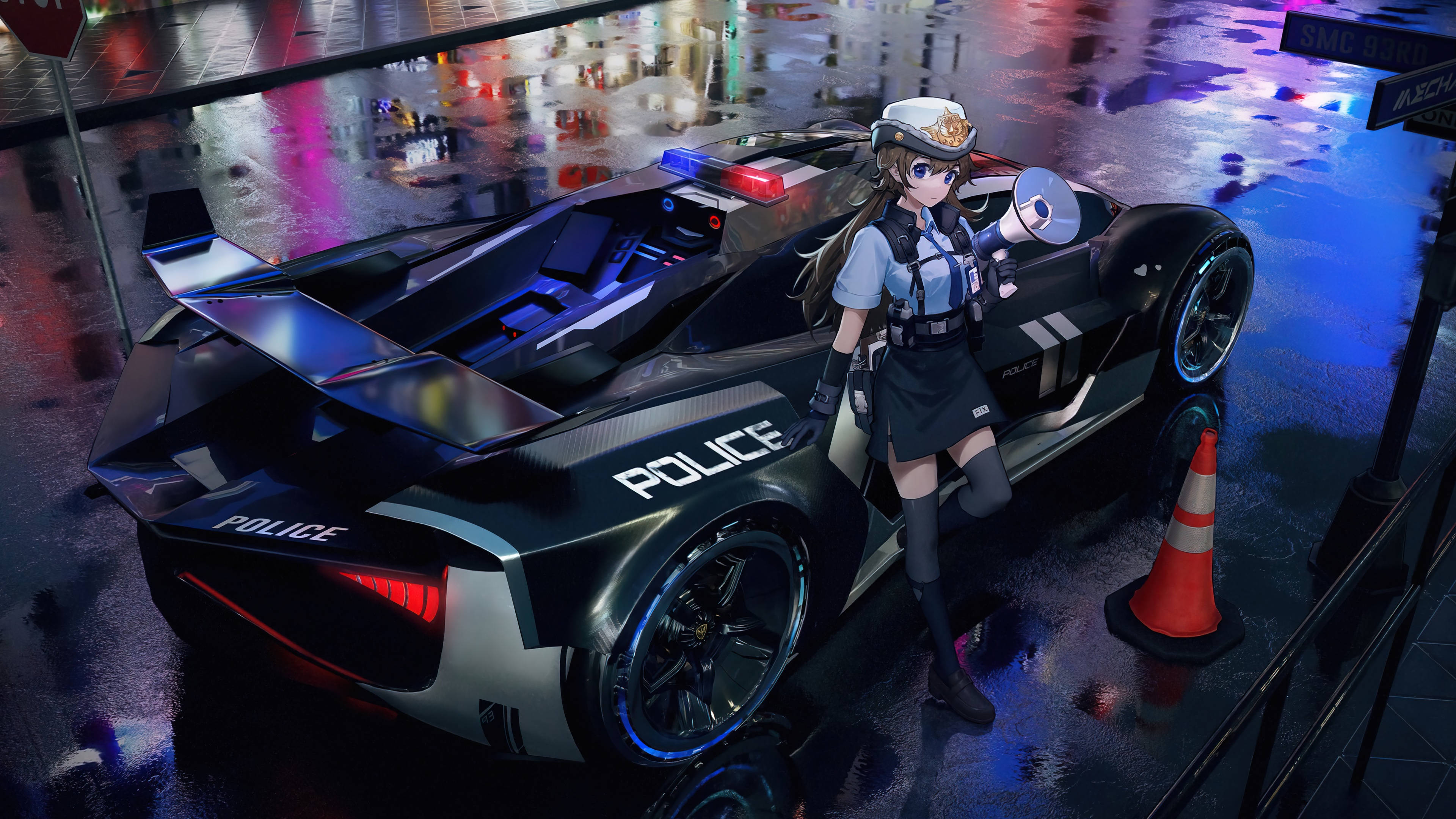 Politi-animebil Bakgrunner