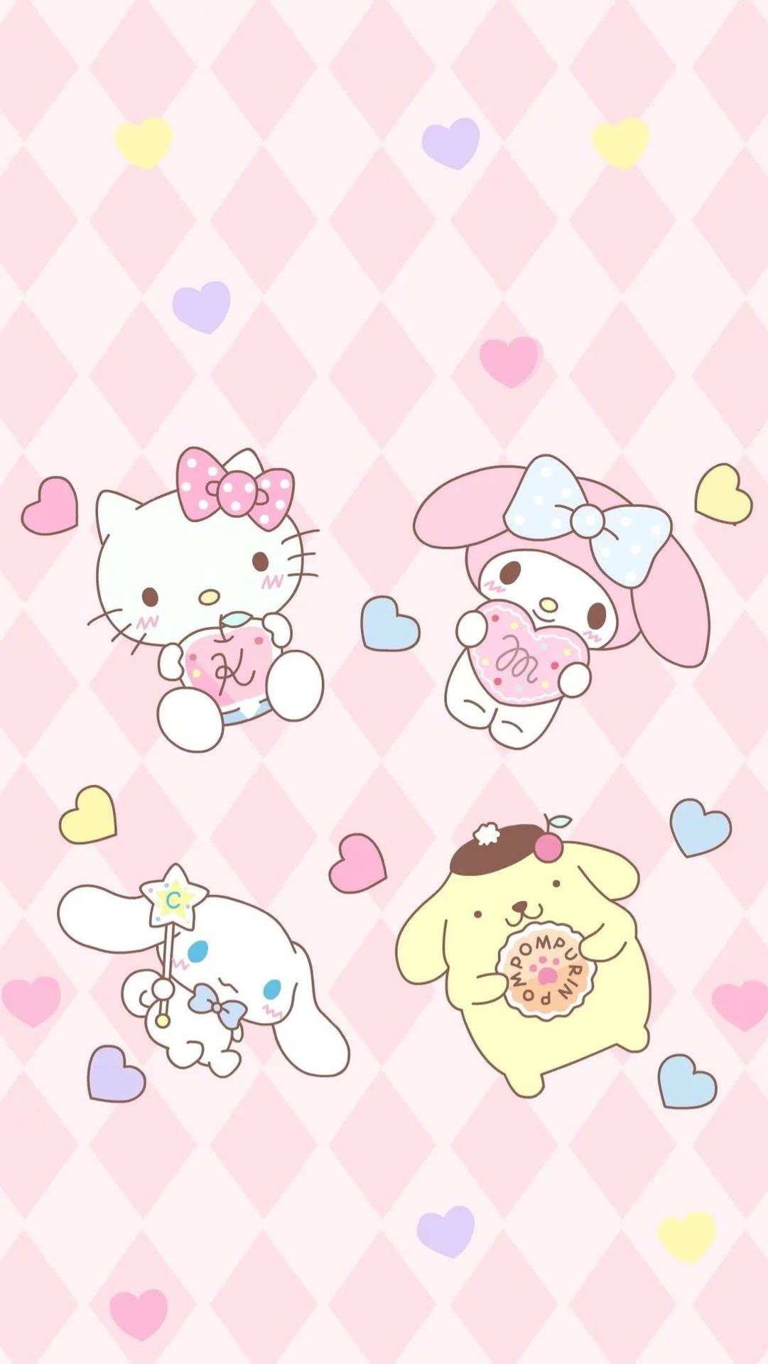 Sanrio Hello Kitty Pompompurin kawaii-bakgrunn.