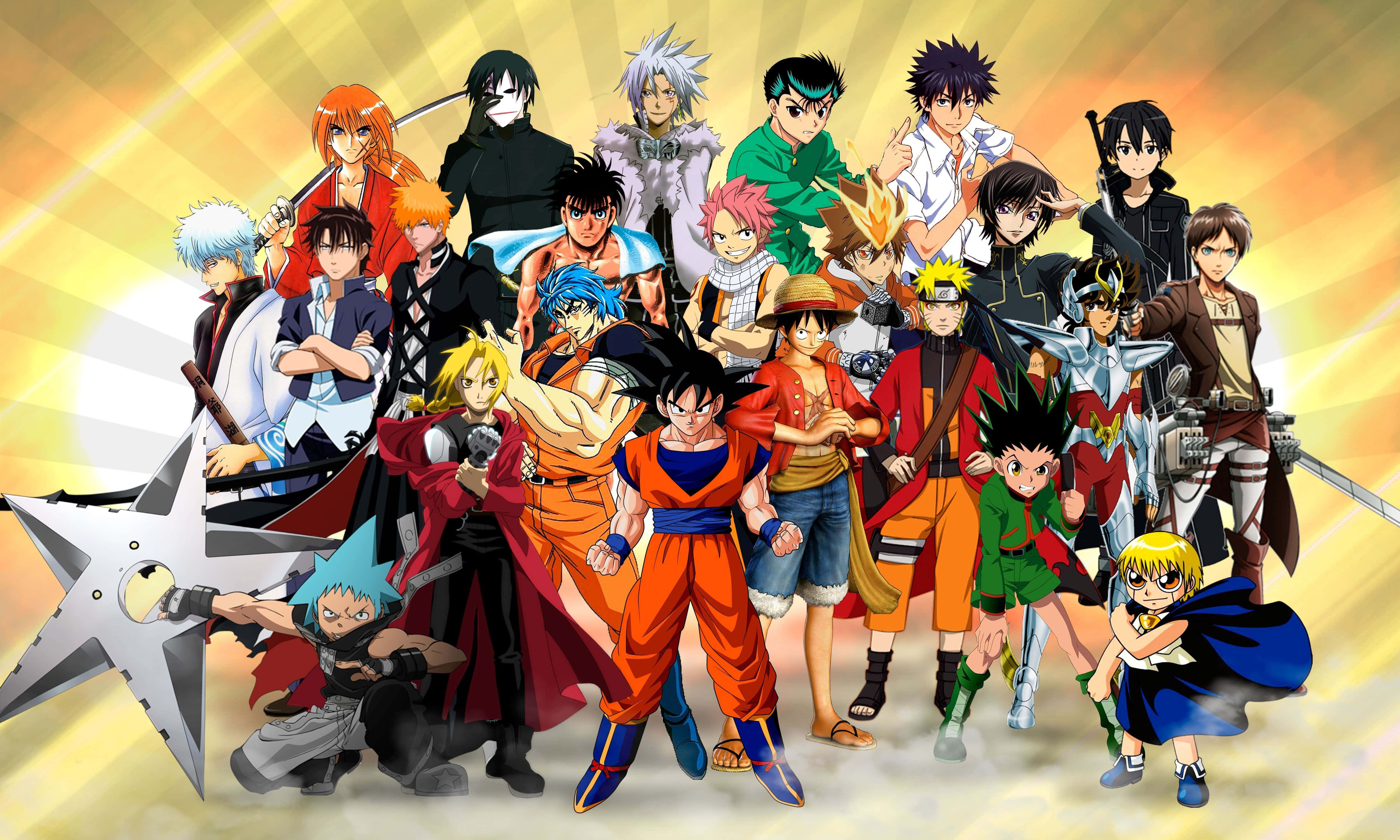 Populære mannlige animekarakterer fra 90-tallet HD Bakgrunner