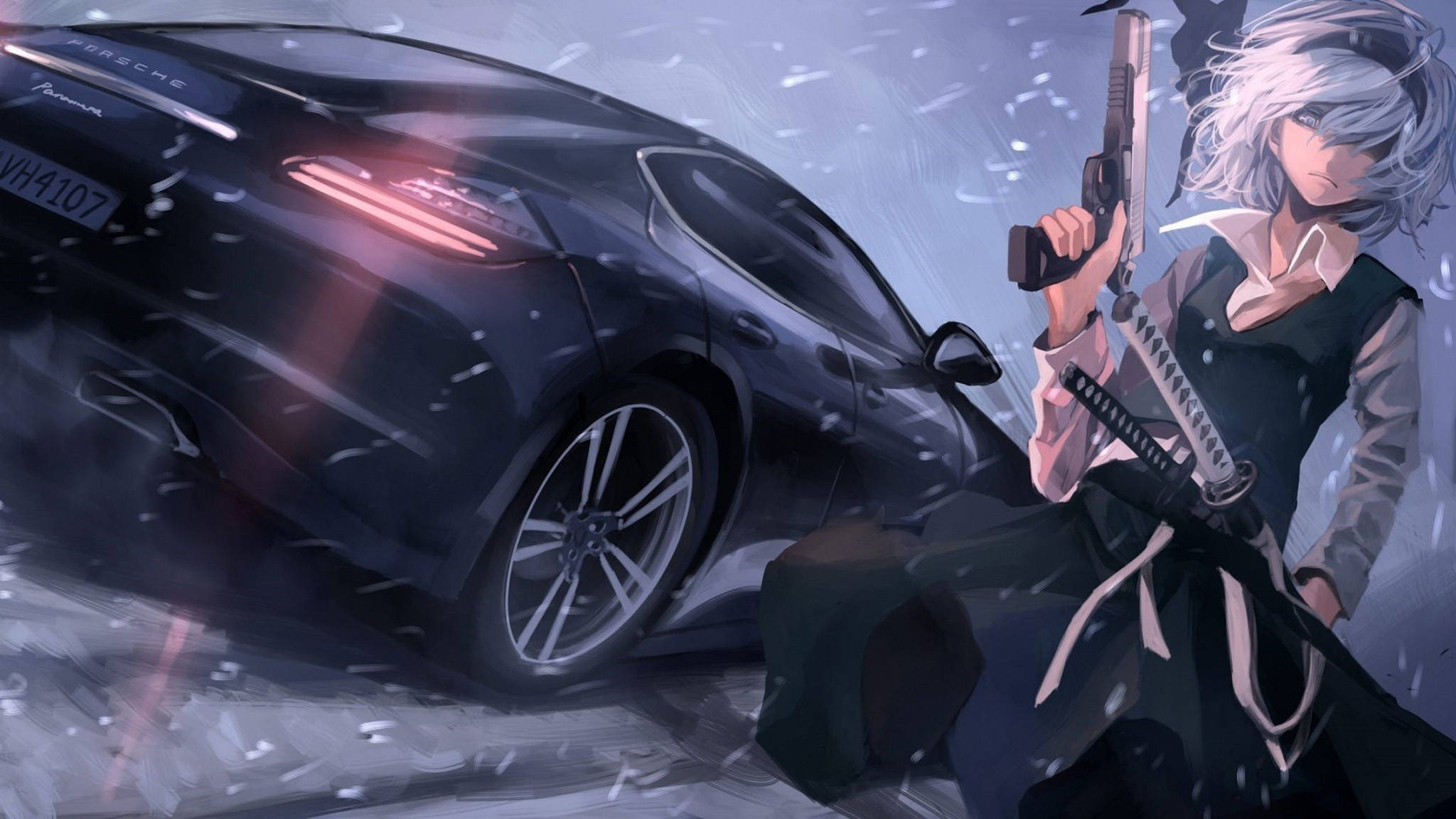 Porsche Panamera Anime-bil Bakgrunner