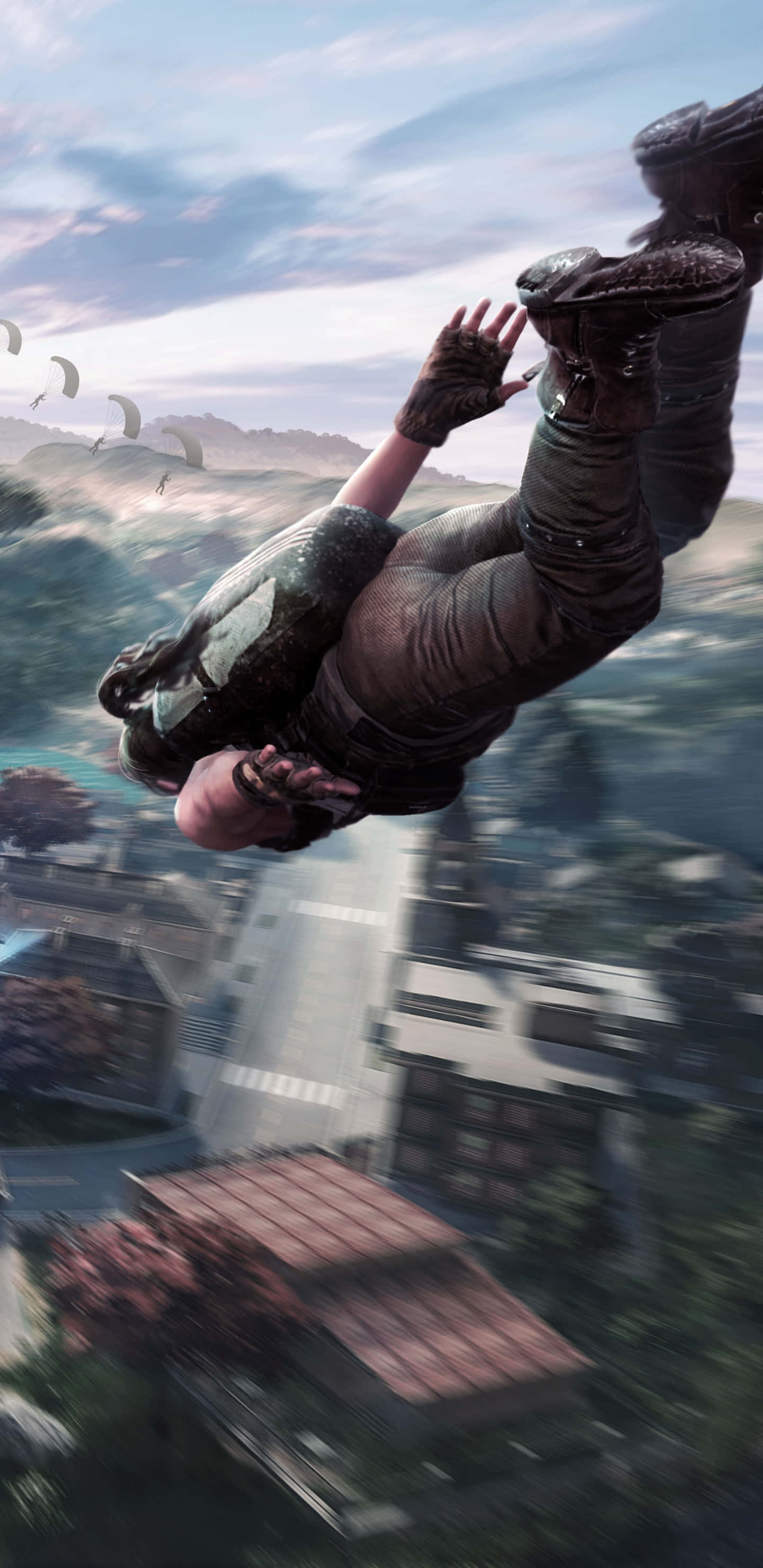 Portrett av fallskjermhopper Pixel 3 Playerunknown's Battlegrounds Bakgrunn Bakgrunner