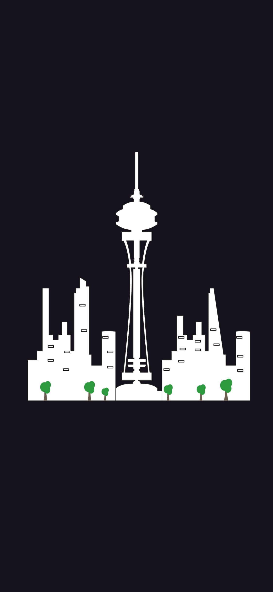Praktfull skyline av Seattle, Washington sett gjennom linsen til en iPhone X. Bakgrunner