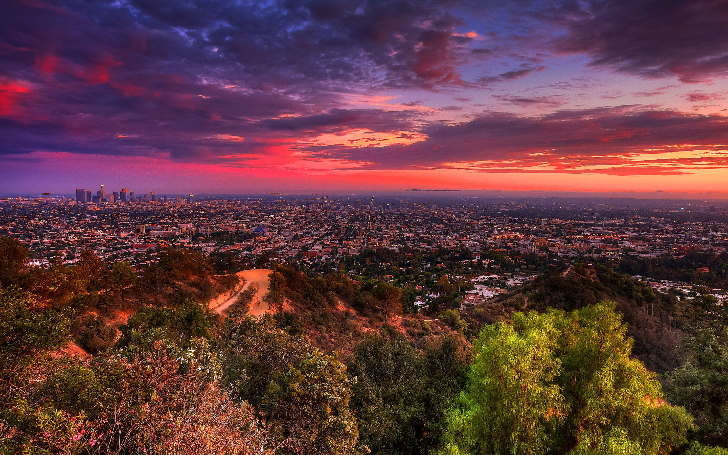 Praktfull solnedgang i Los Angeles Bakgrunner