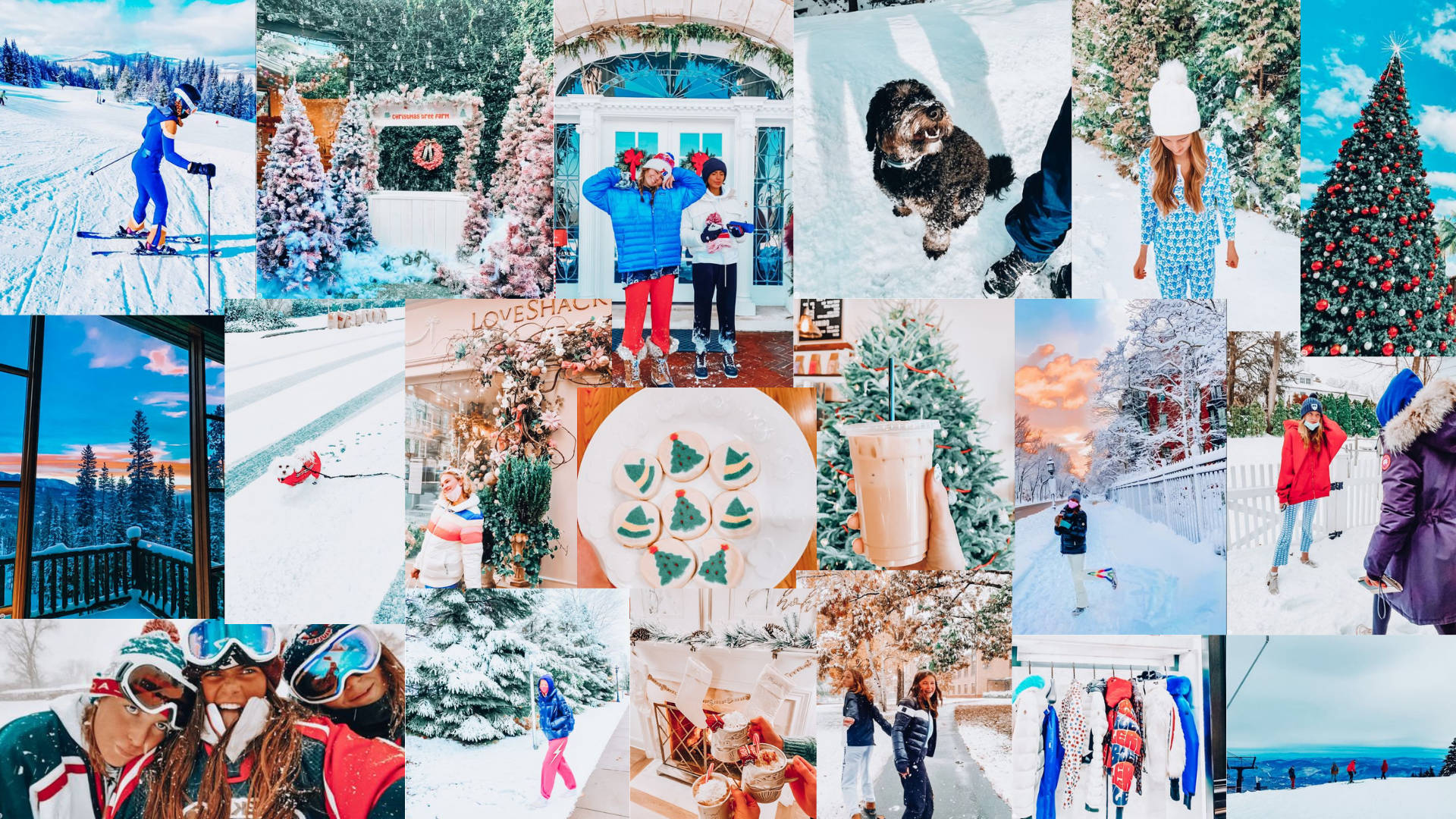 Preppy blå julekollasj Bakgrunner