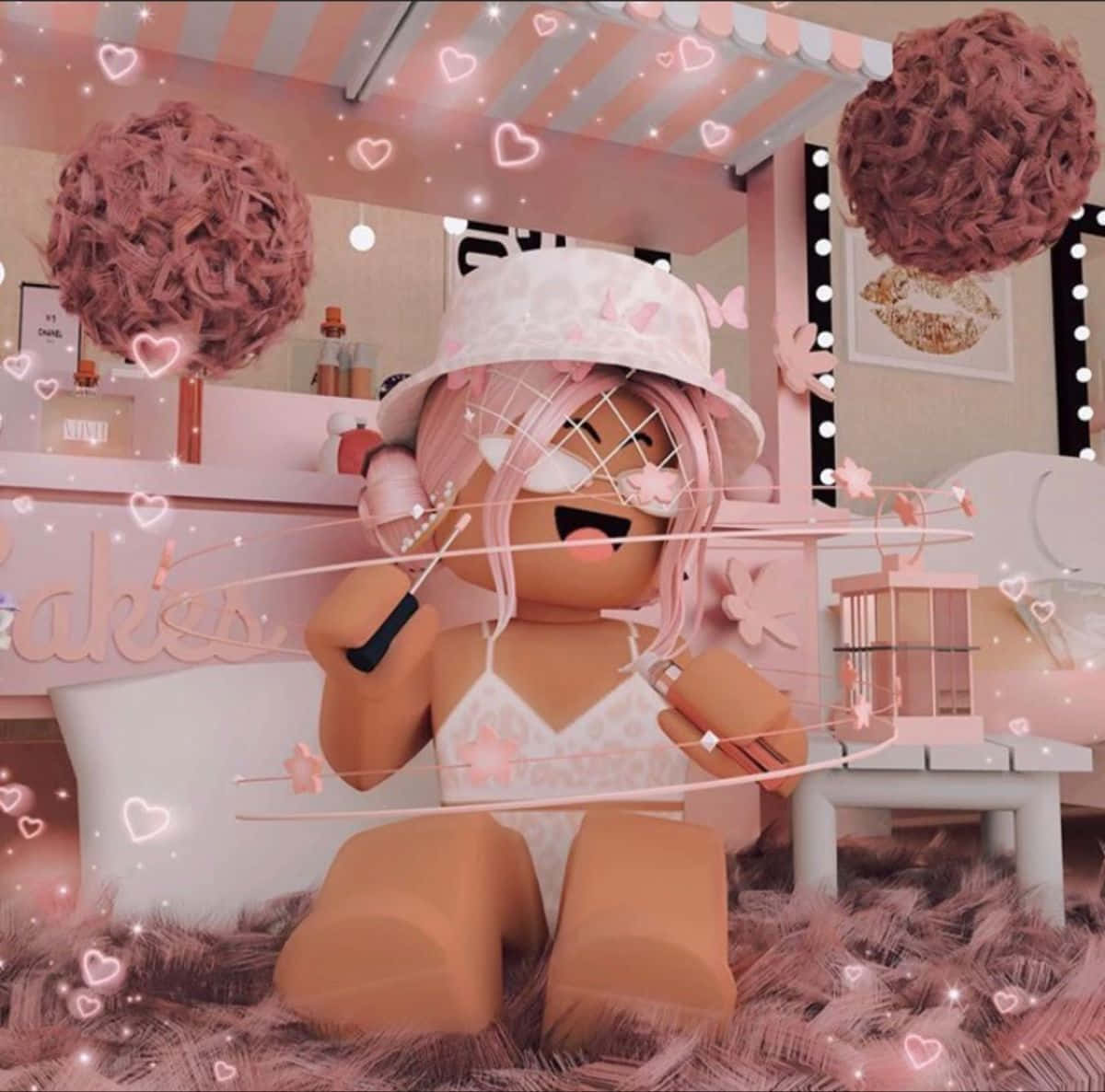 Preppy Jente Roblox Rosa Rom Bilde Bakgrunner