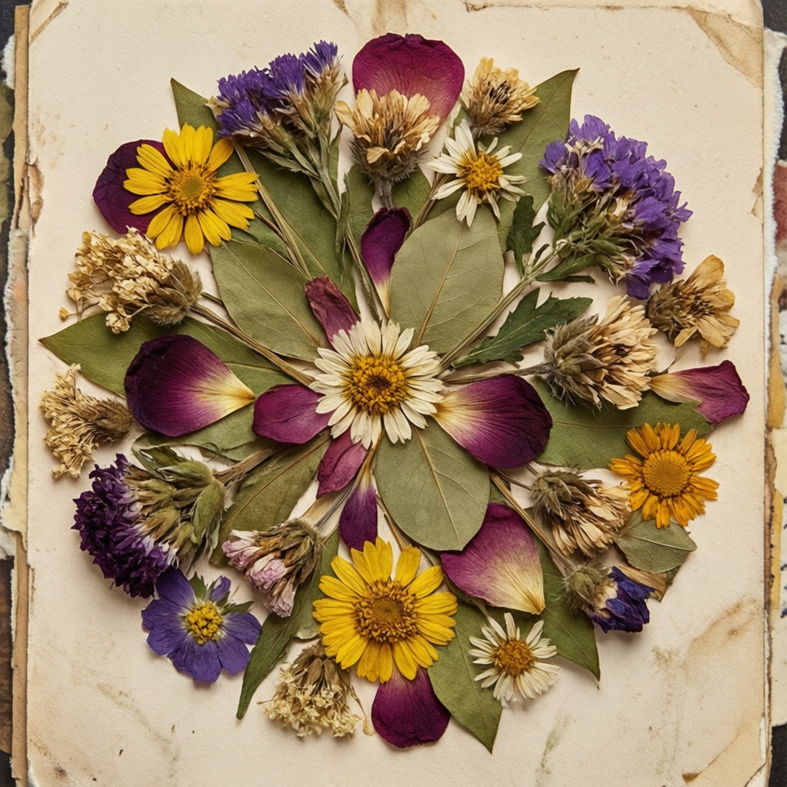 Pressed Flower Circle Bakgrunner