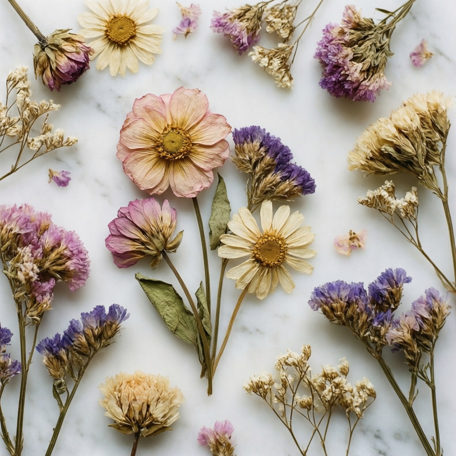 Presset botanisk flatlay Bakgrunner
