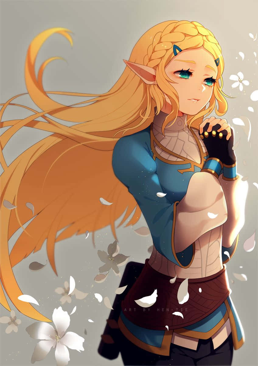Prinsesse Zelda Botw Fanart Tegning Blomster Bakgrunner