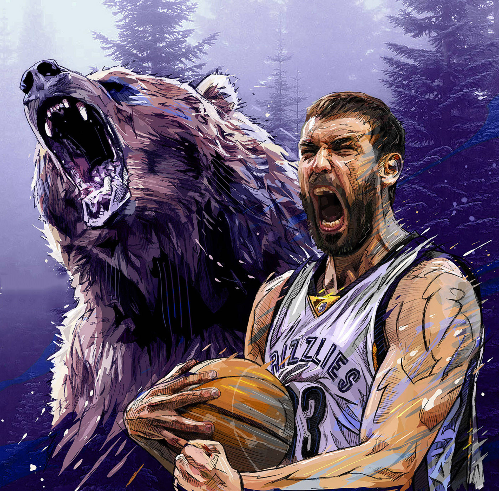 Profesjonell basketballspiller Marc Gasol i aksjon Bakgrunner