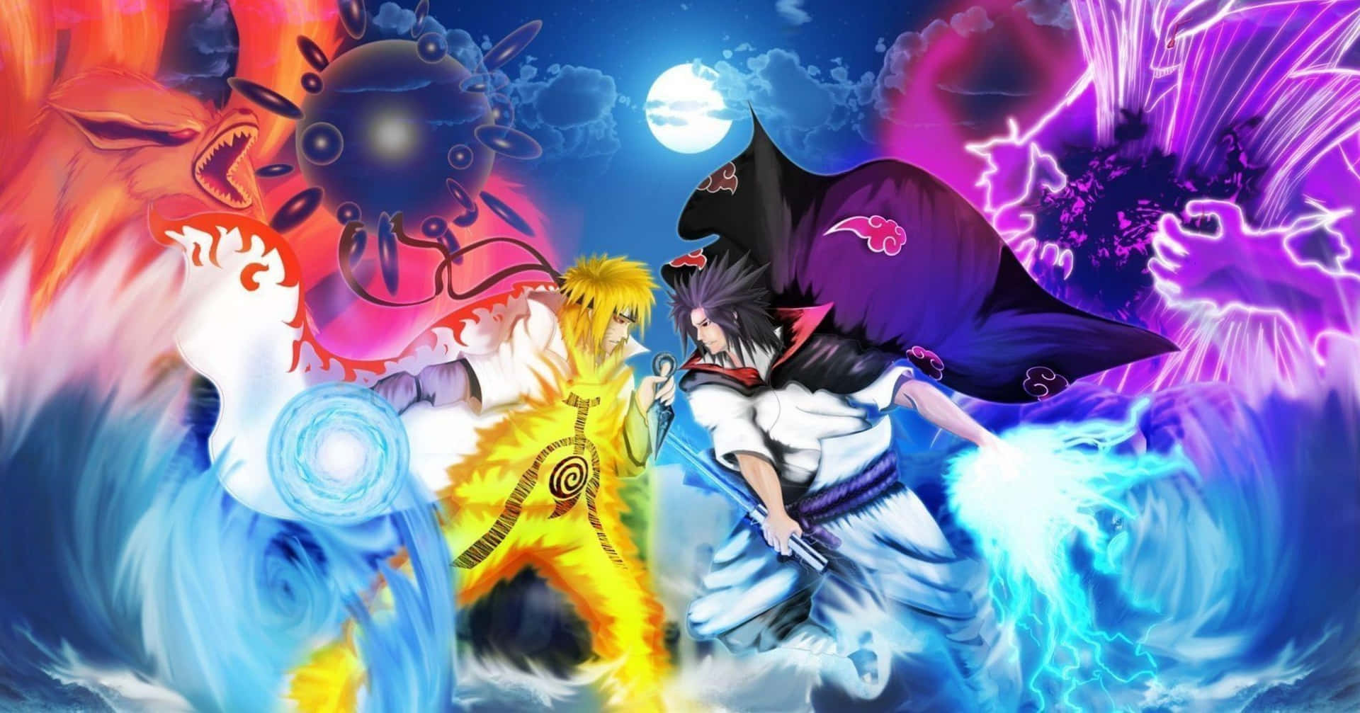 PS4 Naruto Full-power Naruto Og Sasuke Bakgrunner