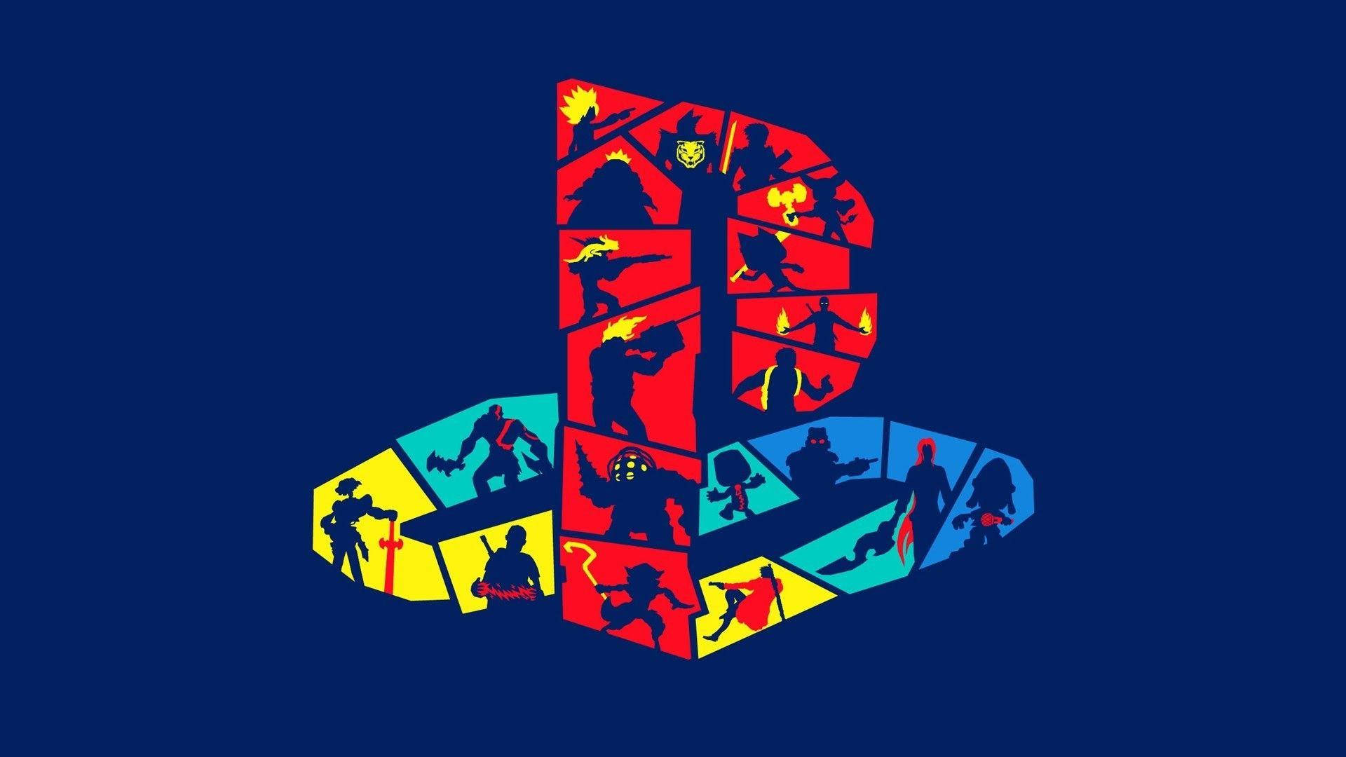 PSP PlayStation-logo med spillkarakterer Bakgrunner