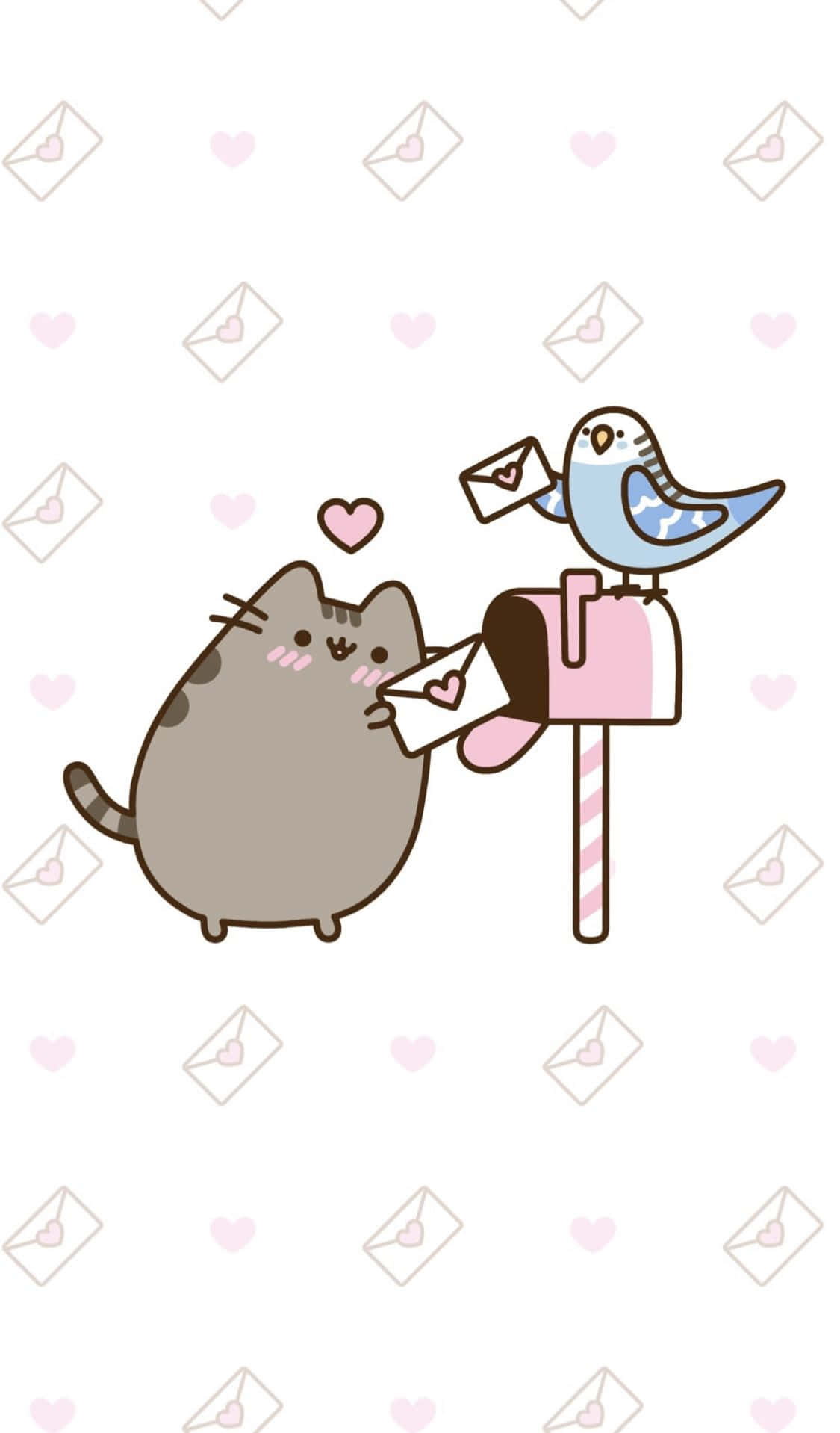 pusheen katt og fugl i en postkasse Bakgrunner