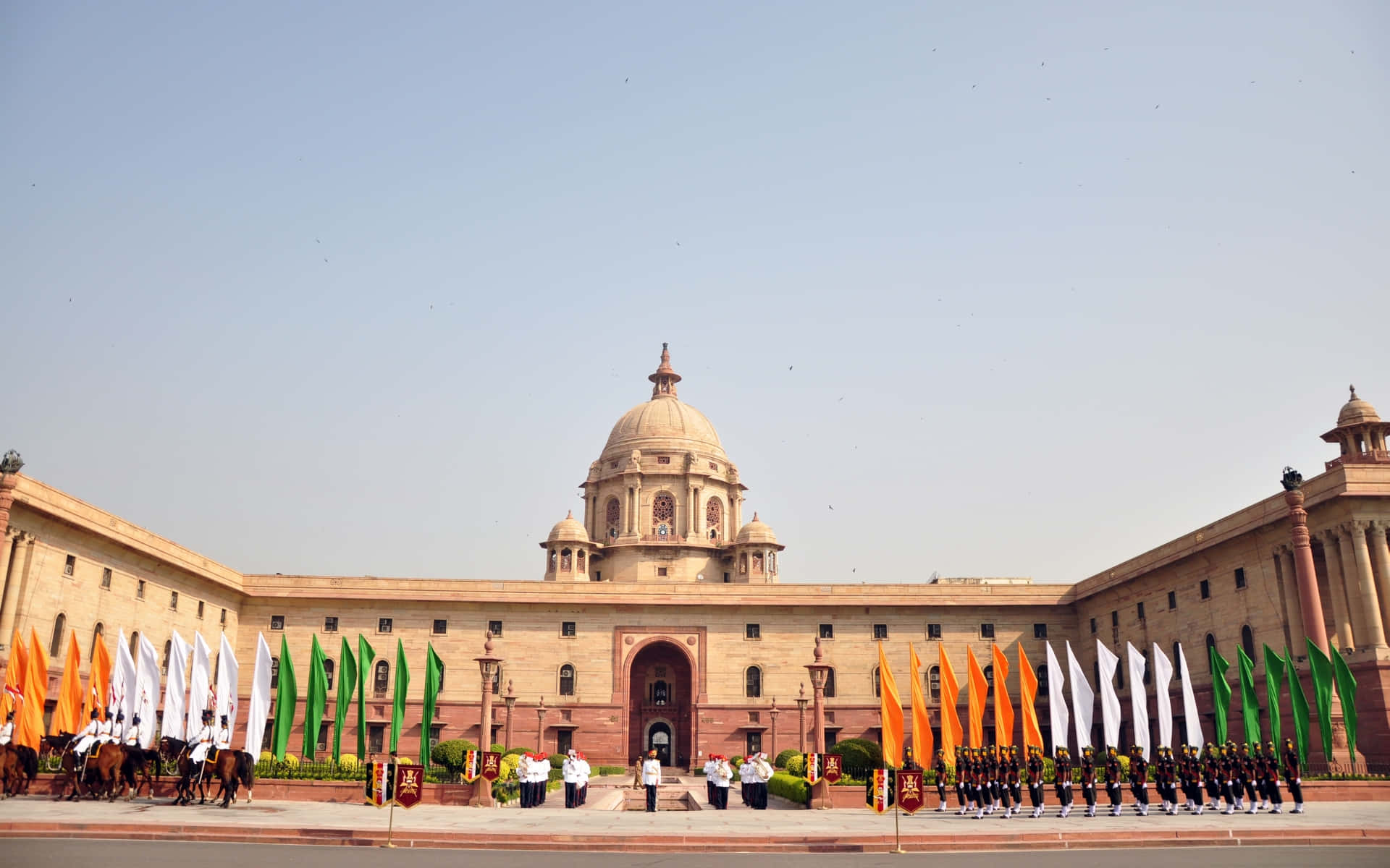 Rashtrapati Bhavan India Presidentens palass Flagg Bakgrunner