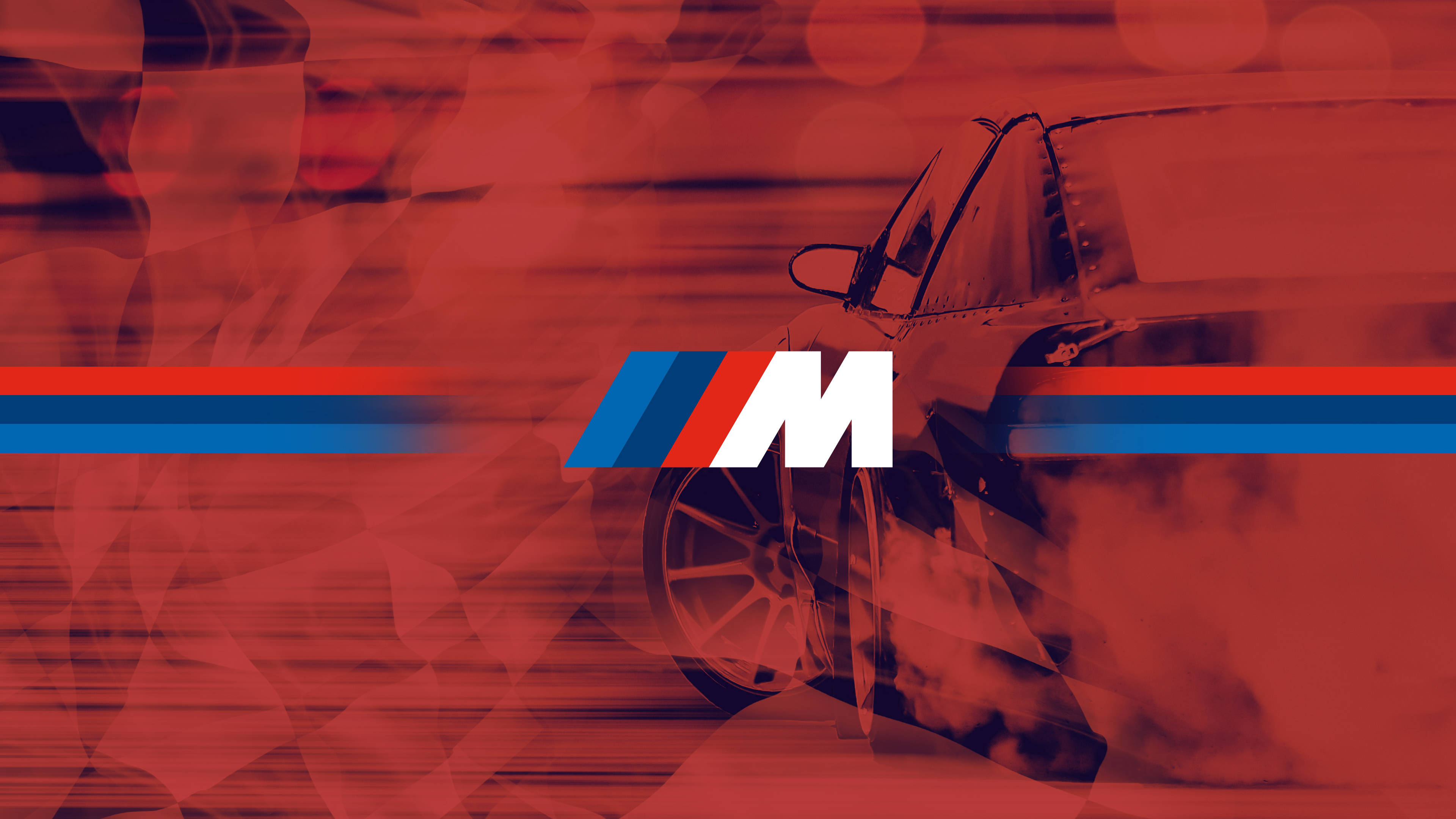 Rød bil røykfylt BMW M-logo Bakgrunner