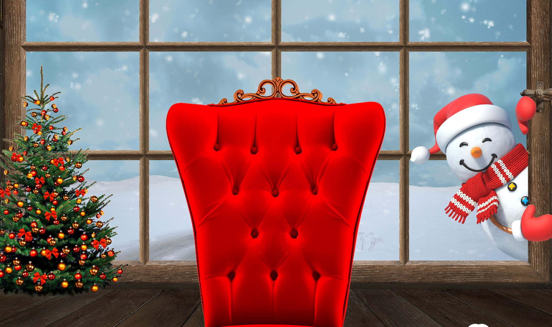 Rød elegant stol digital kunst julebakgrunn for Teams Bakgrunner