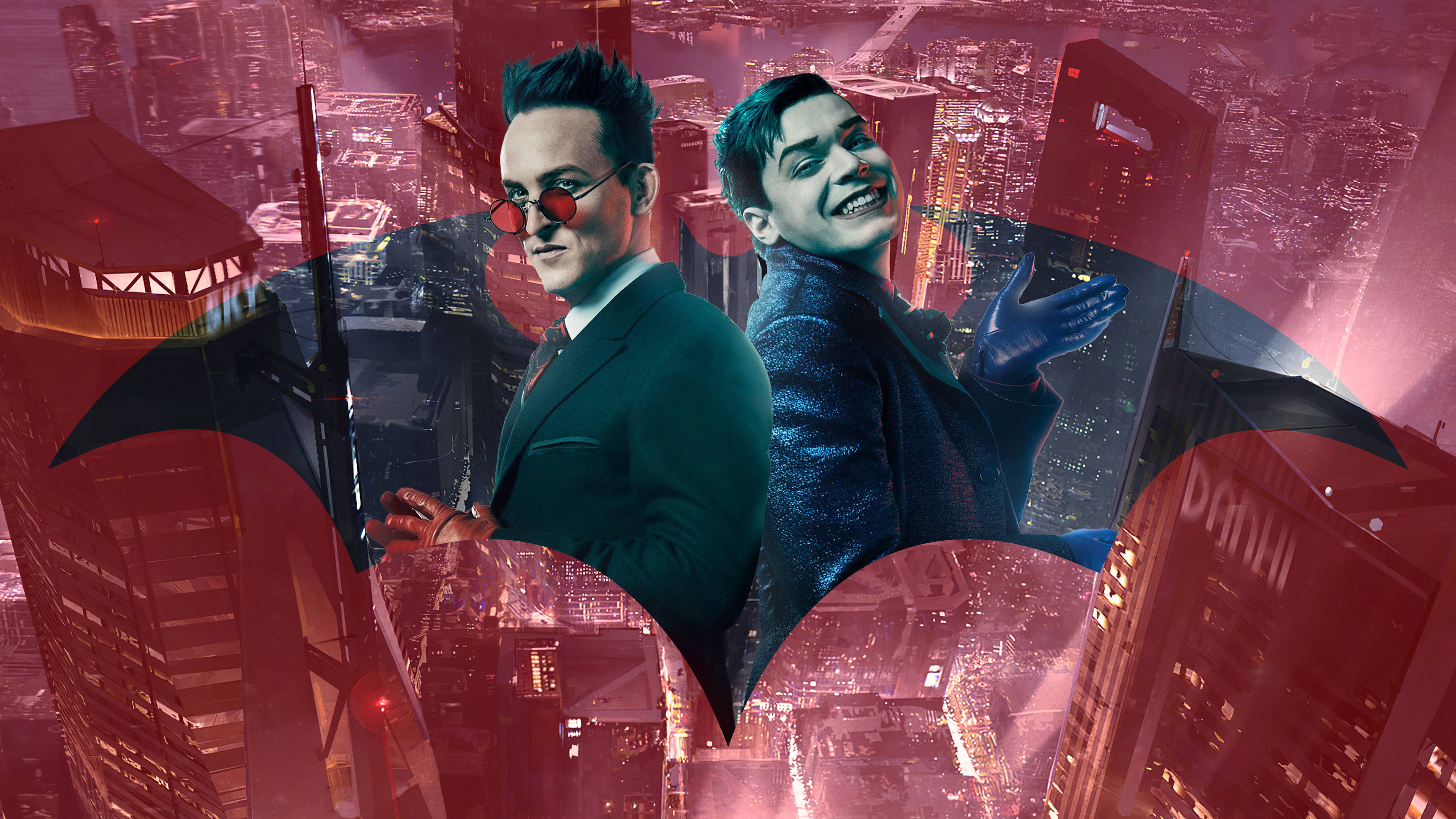 Rød estetikk 4K Gotham Penguin Bakgrunner
