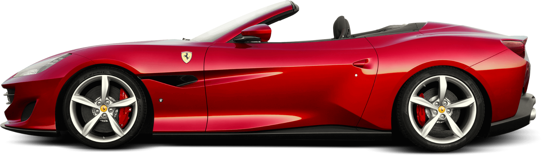 Rød Ferrari Cabriolet sett fra siden Bakgrunner