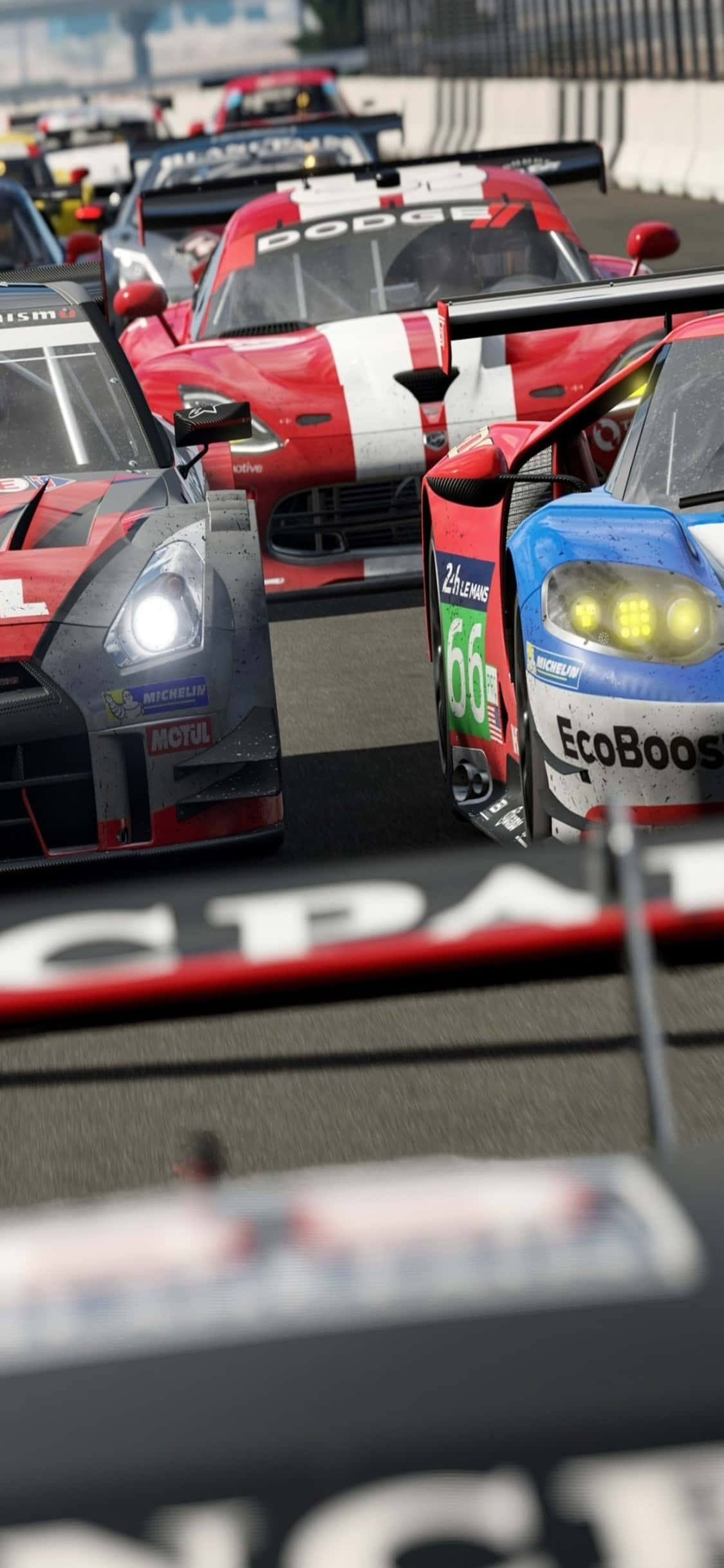 Rød og hvit Ford GT iPhone X Forza Motorsport 7 Bakgrunn Bakgrunner