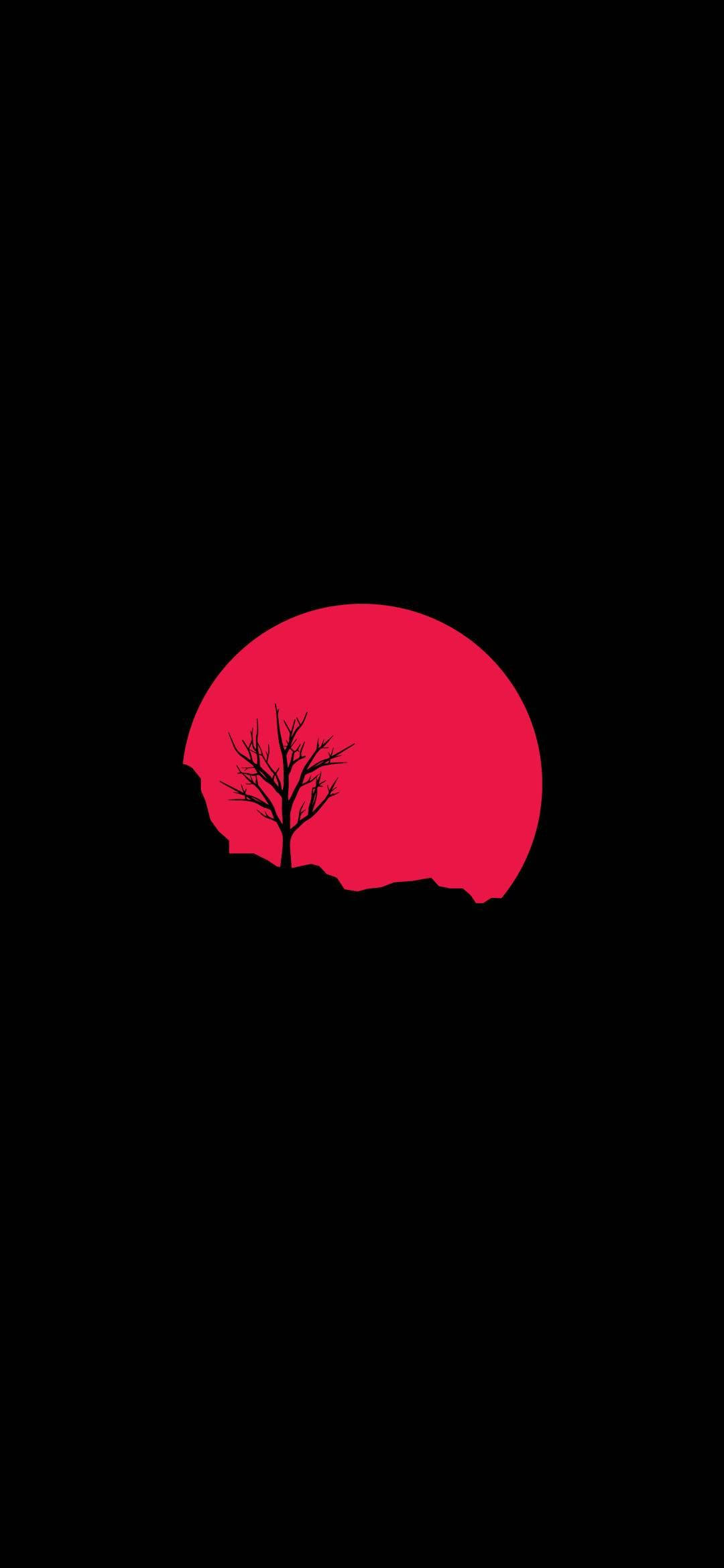 Rød solnedgang minimal mørk iPhone Bakgrunner