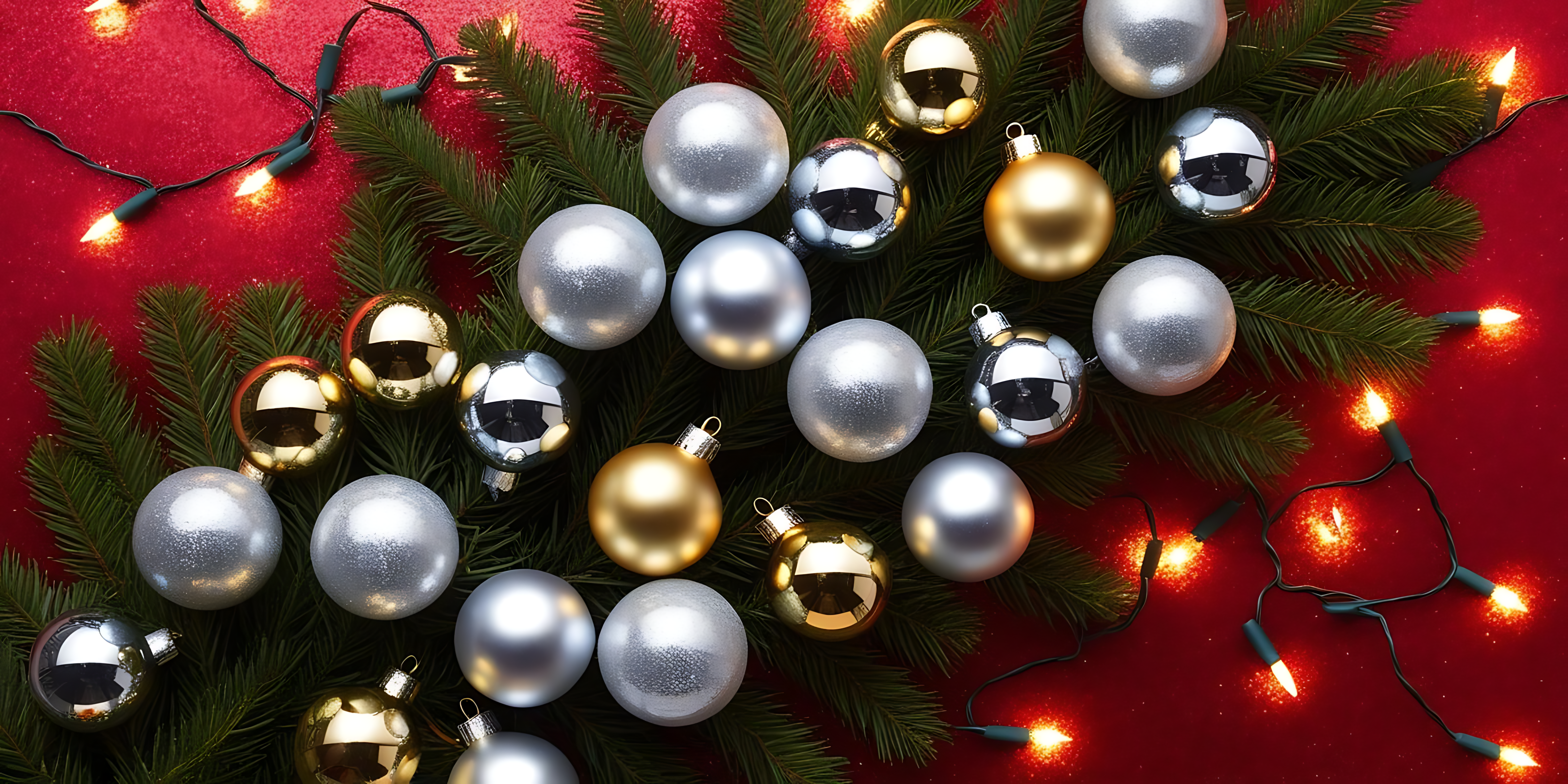 Røde og sølvfargede julekuler Bakgrunner