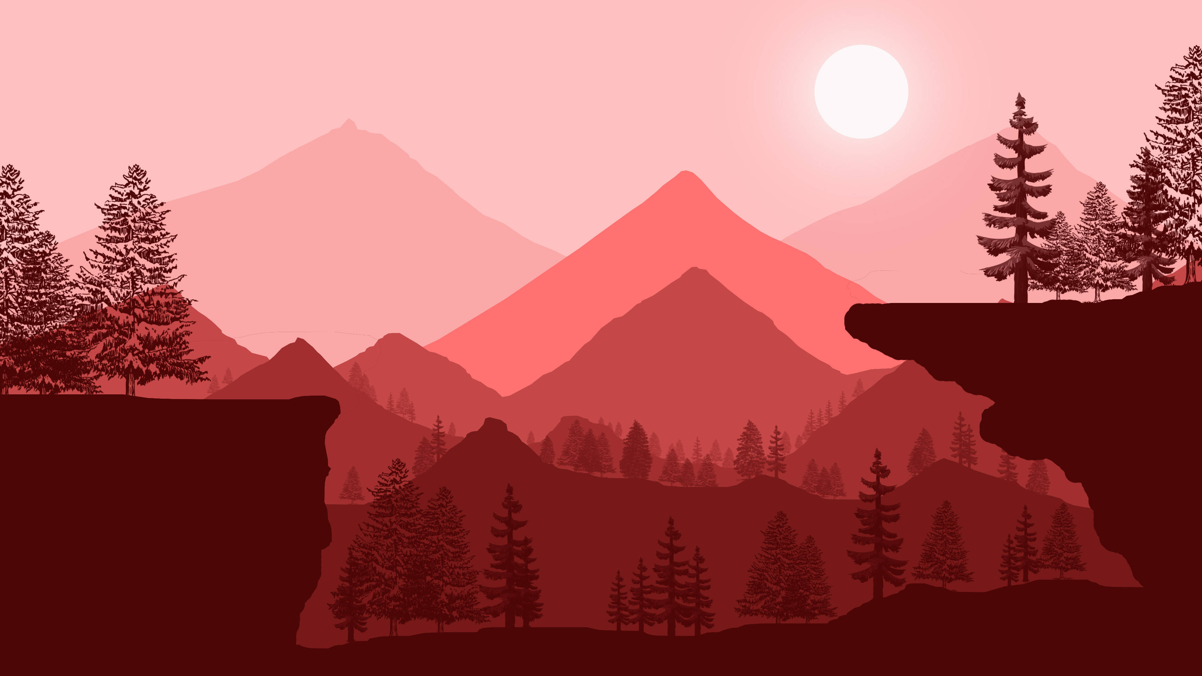Rødt fjell digital kunst Bakgrunner