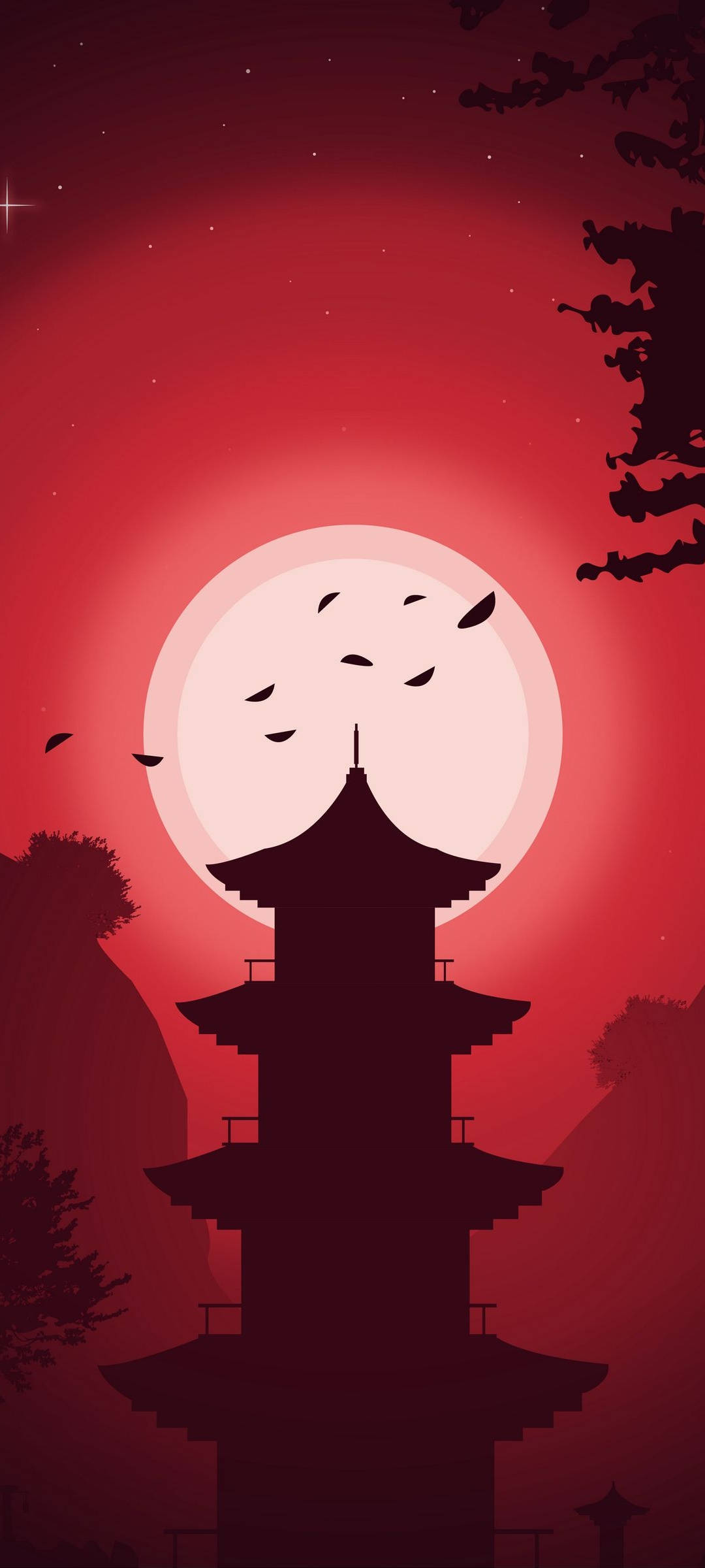 Redmi Note 10 Pagoda-silhuett Bakgrunner