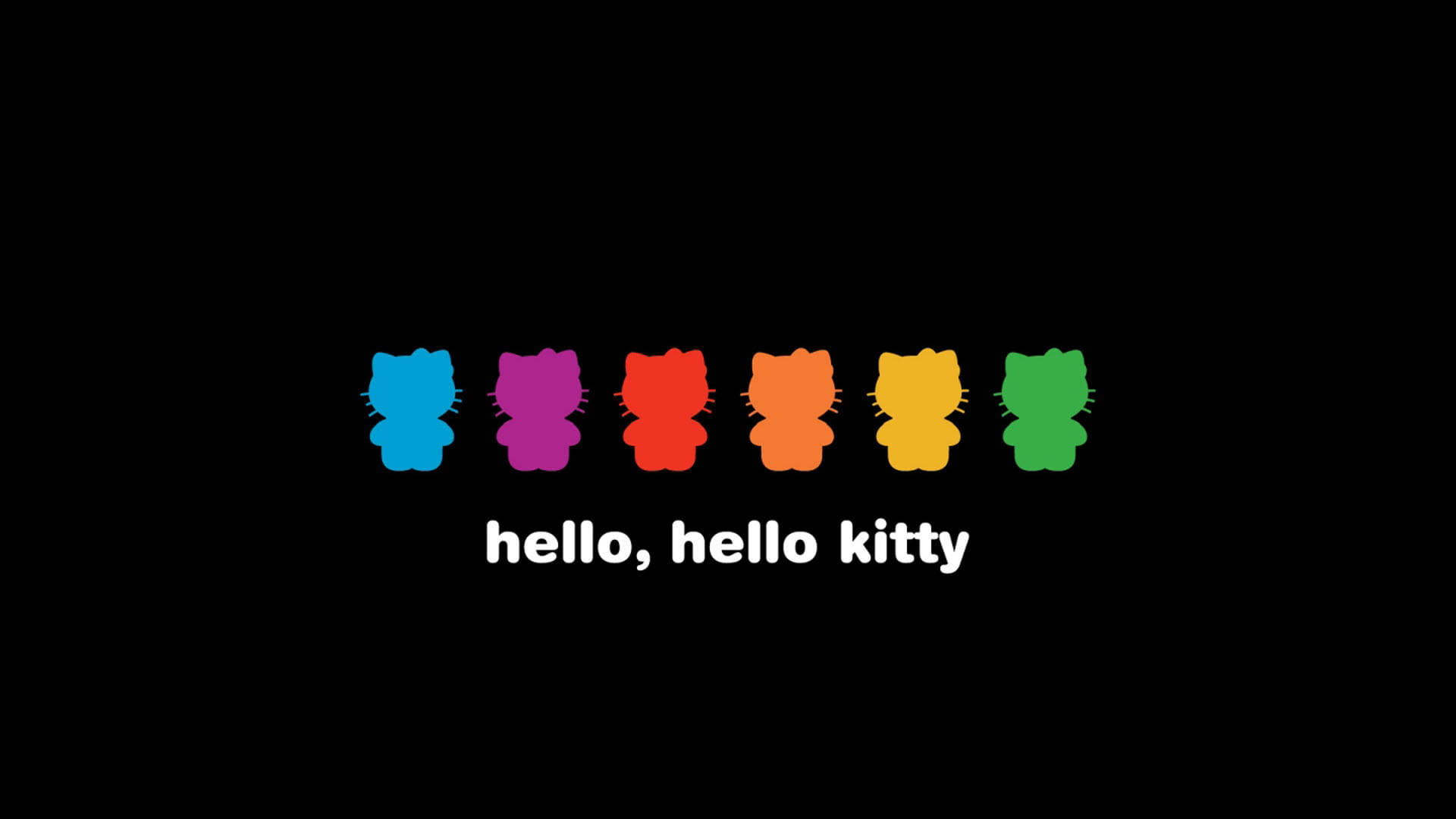 Regnbue på svart Hello Kitty Bakgrunner