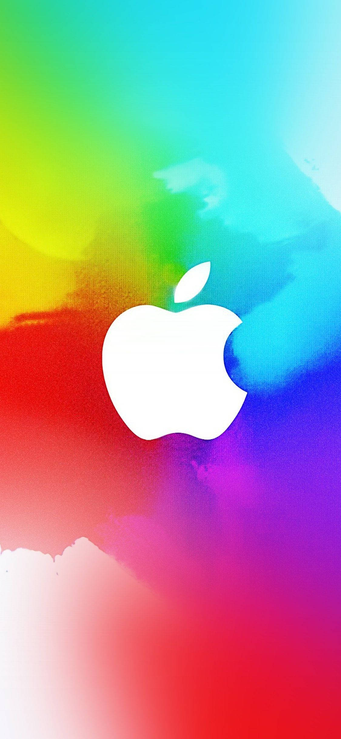 Regnbuehvitt Apple-logo iPhone Bakgrunner