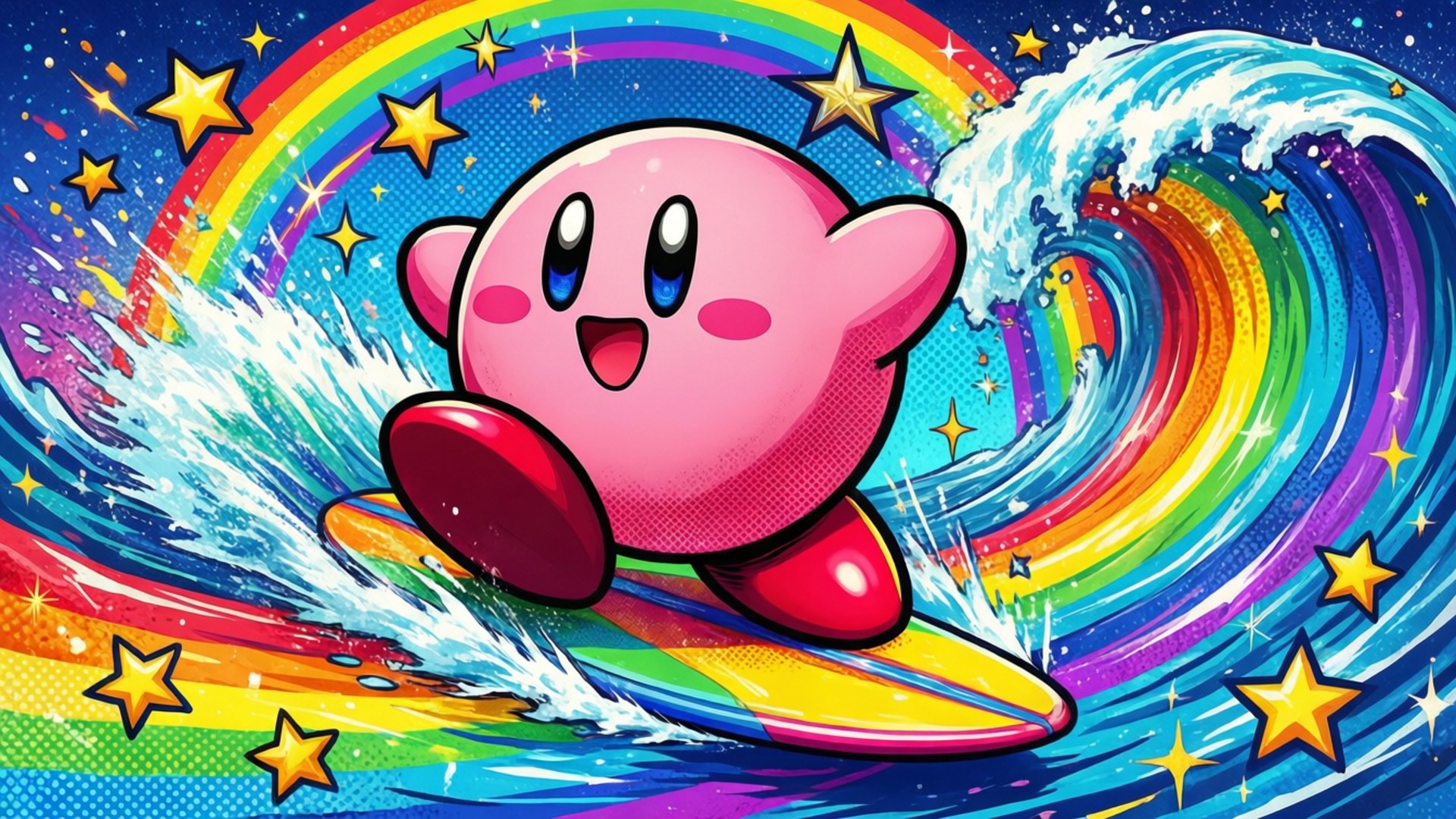 Regnbuesurfende Kirby Bakgrunner