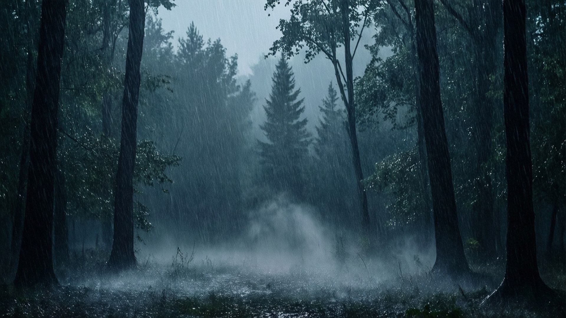 Regnstorm blant furuene Bakgrunner