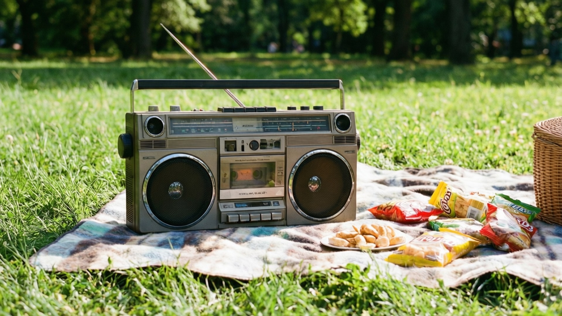 Retro Boombox-piknik Bakgrunner
