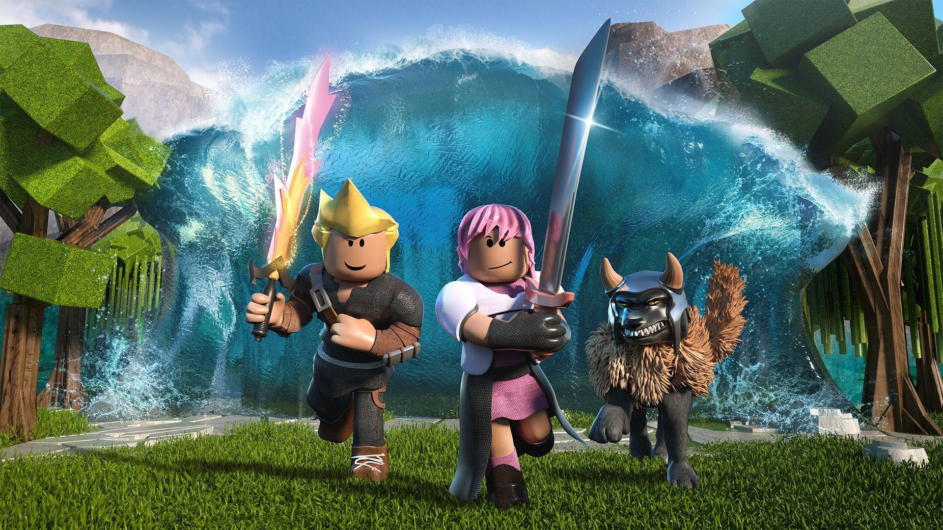 Roblox-avatarer som lader frem Bakgrunner