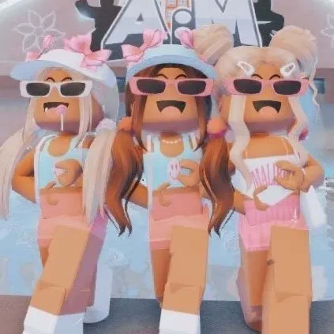 Roblox-jenter Trio Preppy Profilbilde Bakgrunner