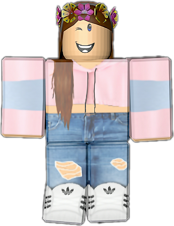 Roblox-karakter med rosa hettegenser og blomsterkrone Bakgrunner