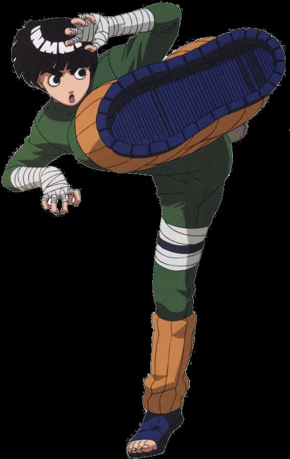 Rock Lee i actionpositur Bakgrunner