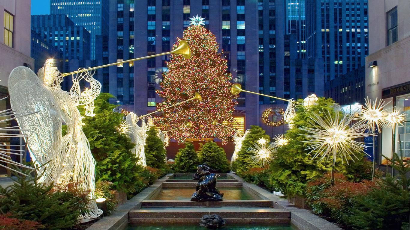 Rockefeller Center-hagen i juletiden Bakgrunner