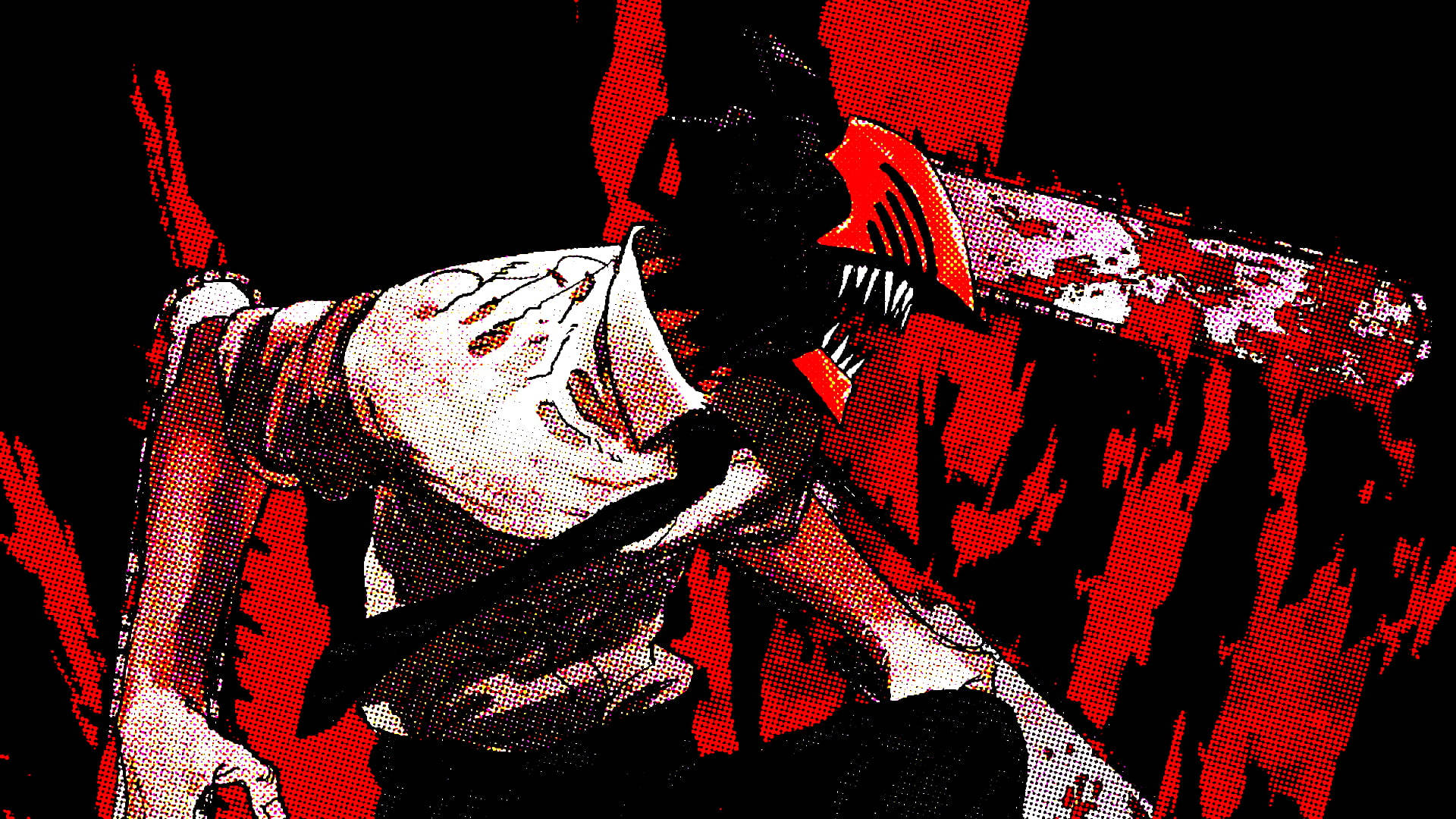 Rød Anime Chainsaw Man Bakgrunner