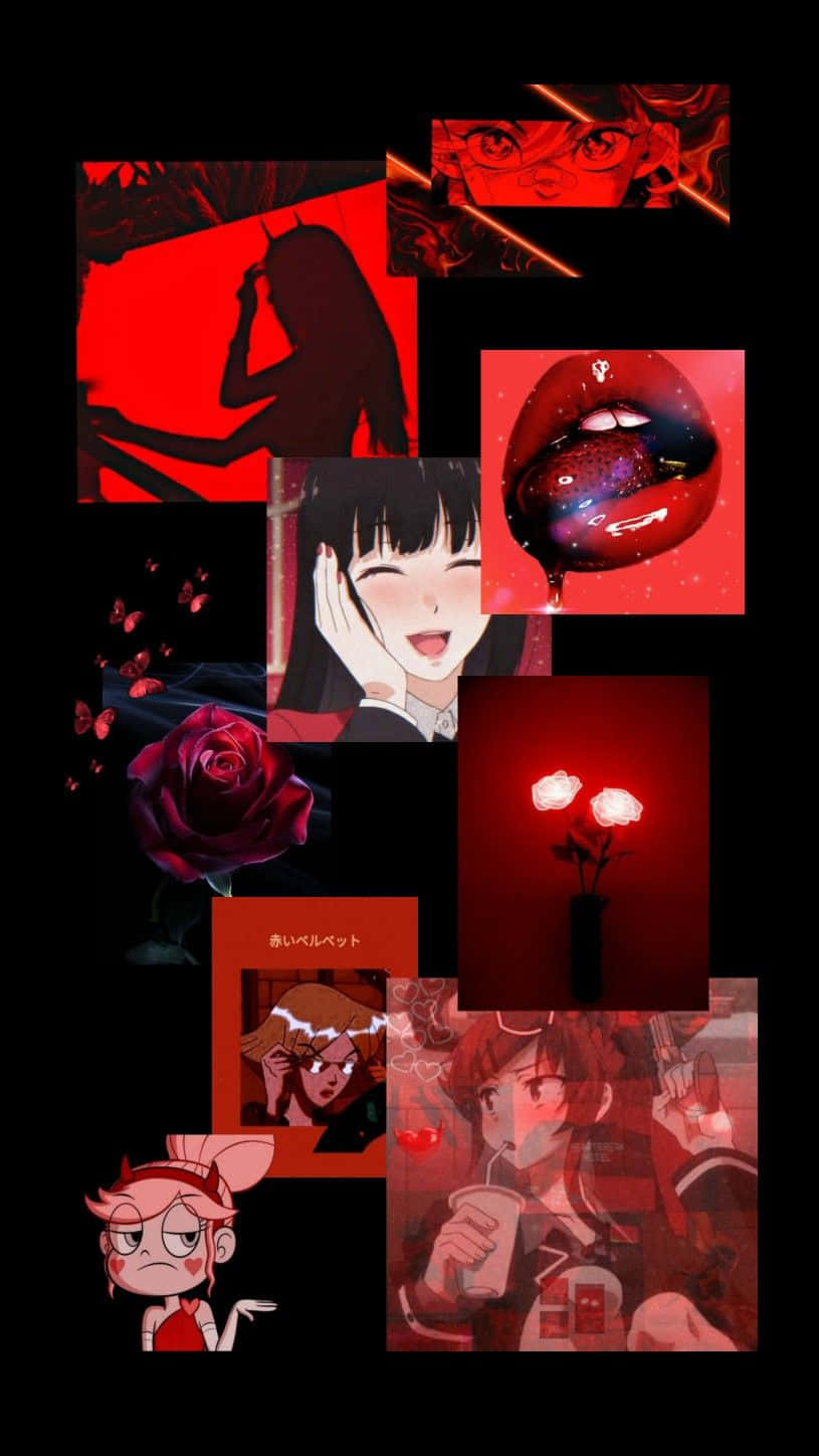 Rød Anime Gjenstander Estetikk Bakgrunner