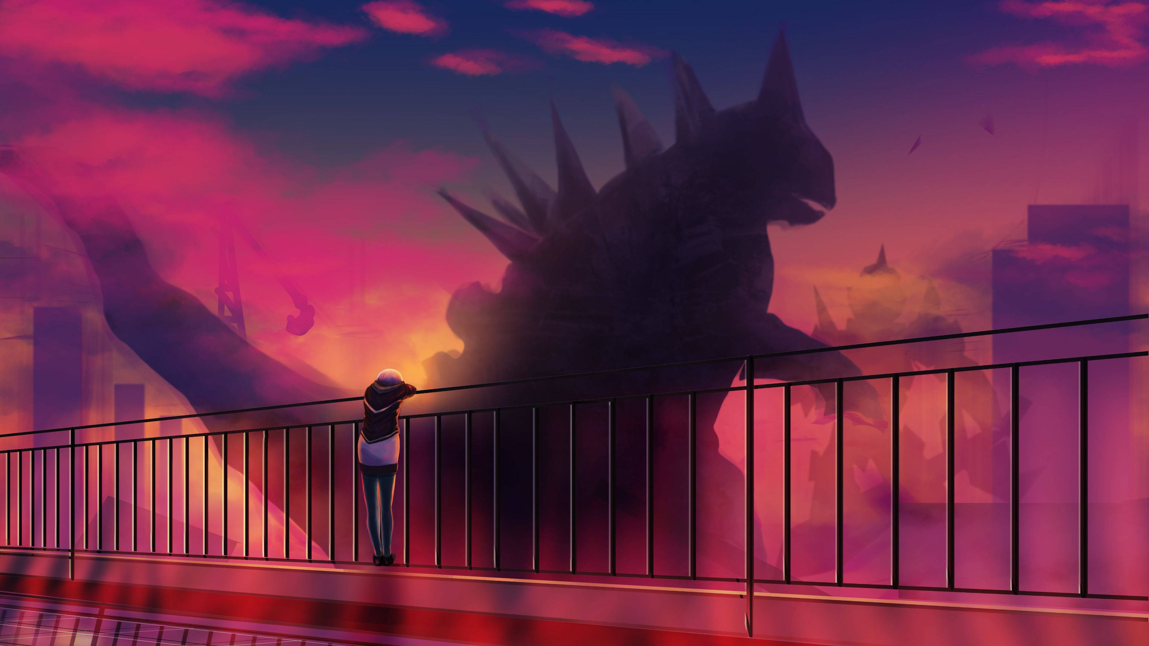 Rød anime Godzilla Bakgrunner