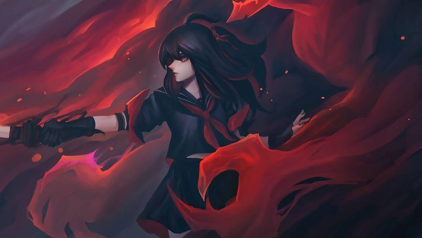 Rød Anime Ild Bakgrunner
