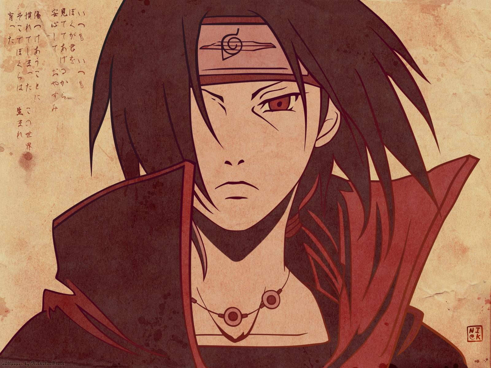 Rød Anime Uchiha Itachi Bakgrunner