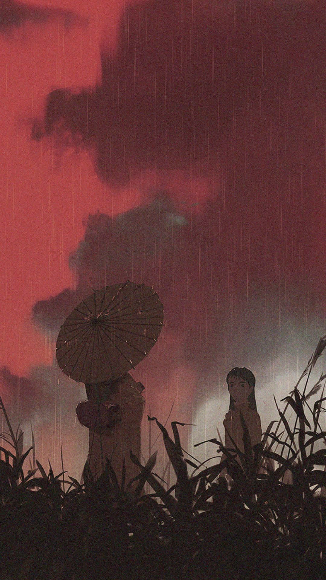 Rød animehimmel-estetikk Bakgrunner