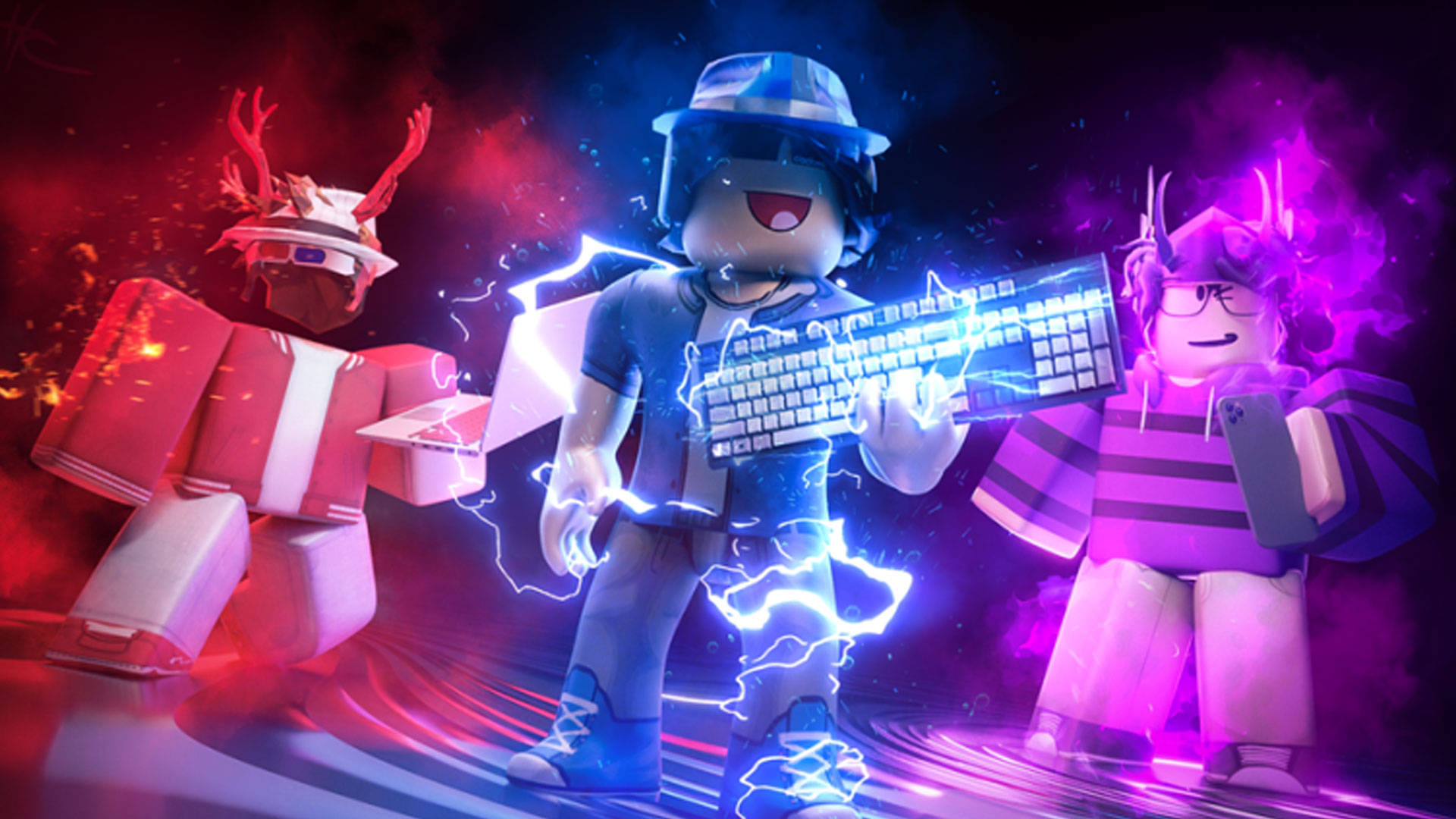 Rød, Blå og Lilla kul Roblox Bakgrunner