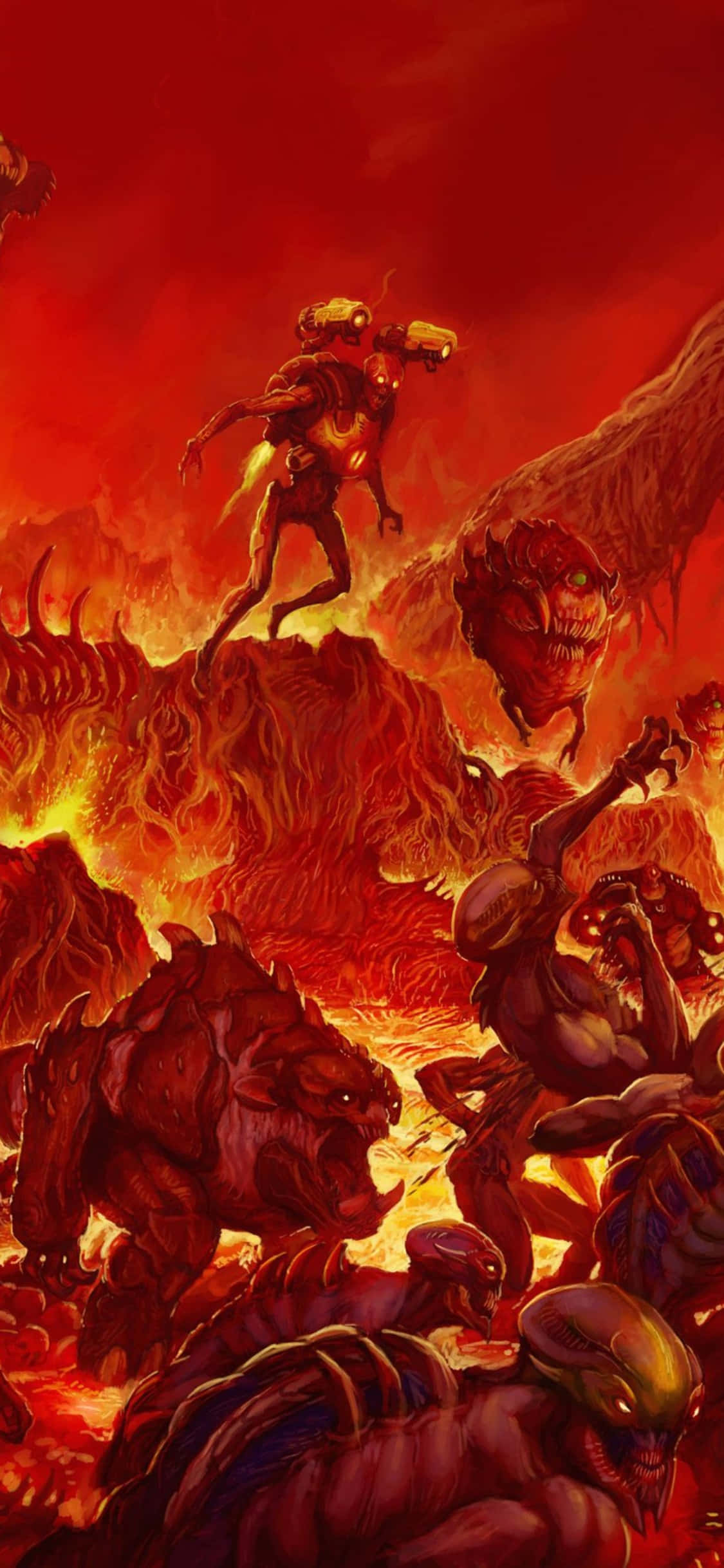 Rød Helvete Doom iPhone Xs Bakgrunn Bakgrunner