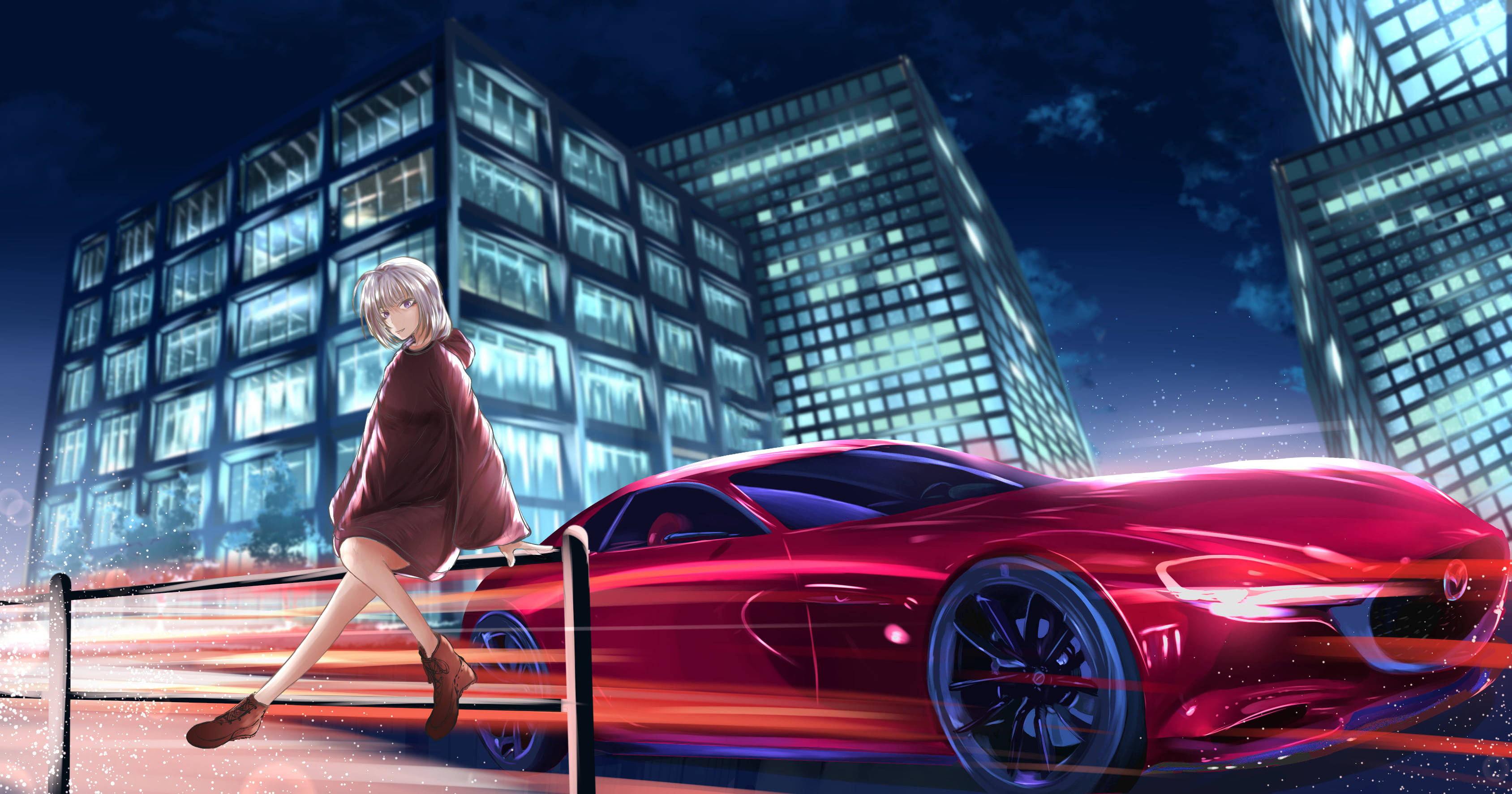 Rød Mazda Anime-bil Bakgrunner